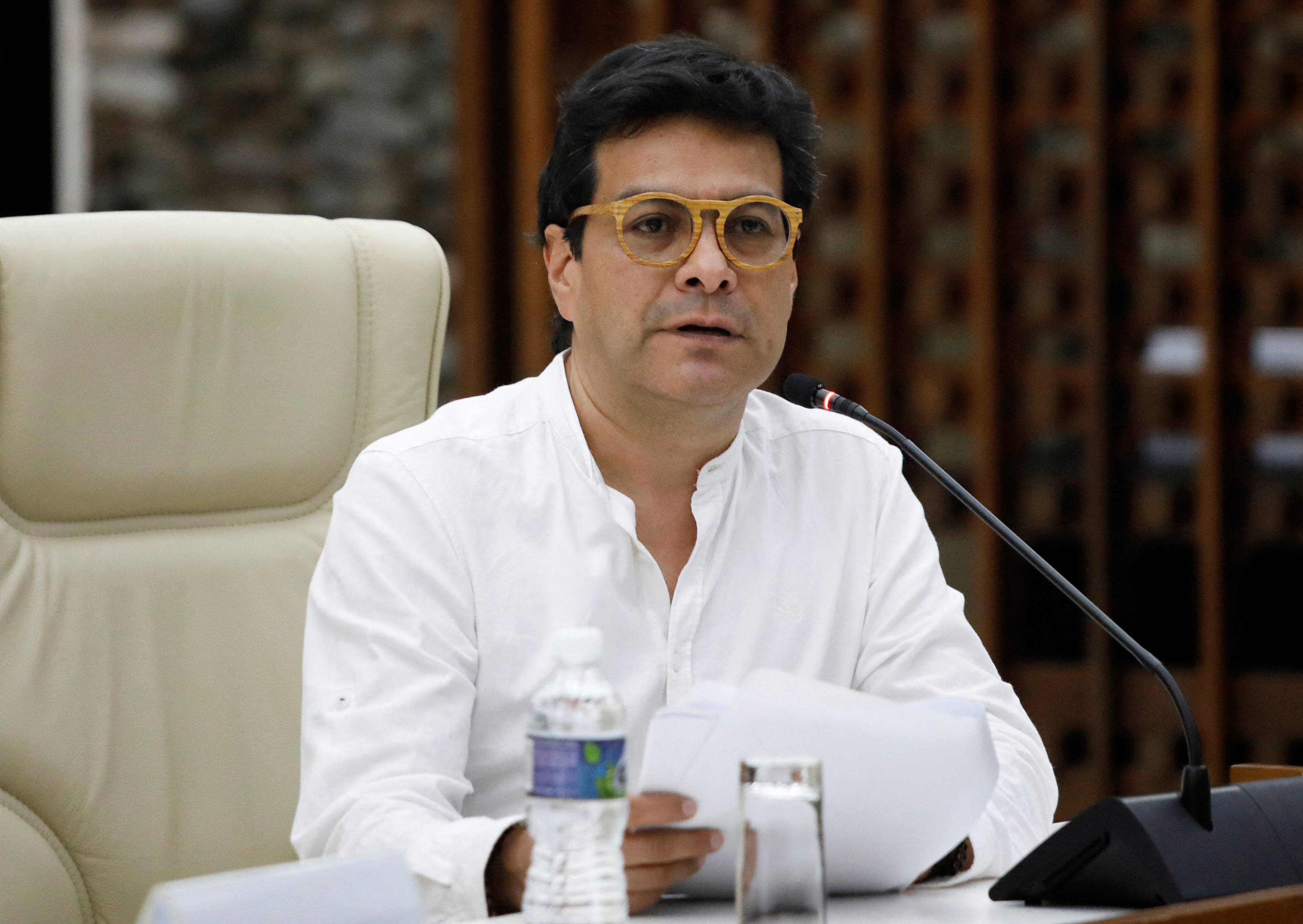 Colombia’s peace commissioner Danilo Rueda reads a statement in Havana