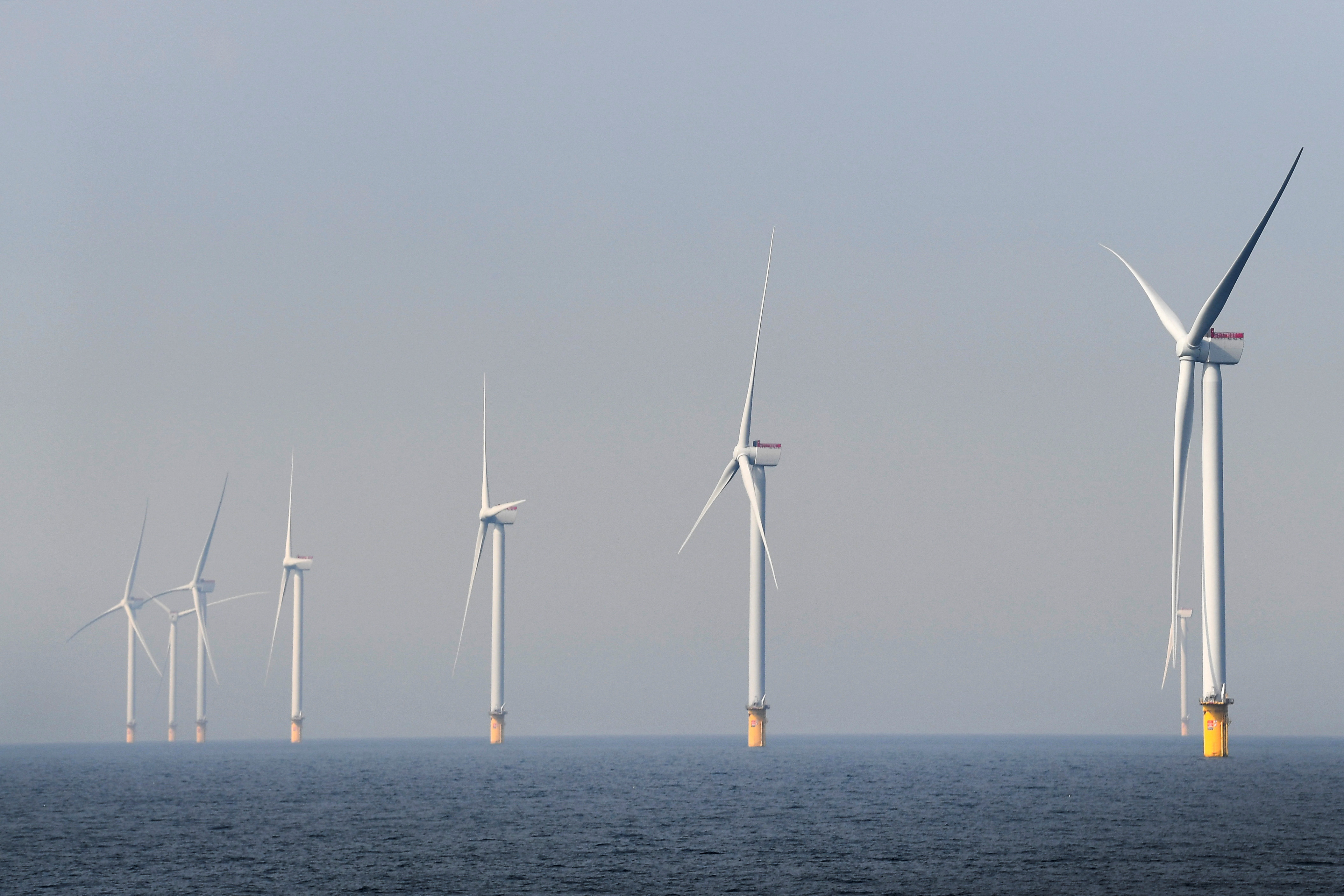 Wind turbines in the North Sea in Scheveningen