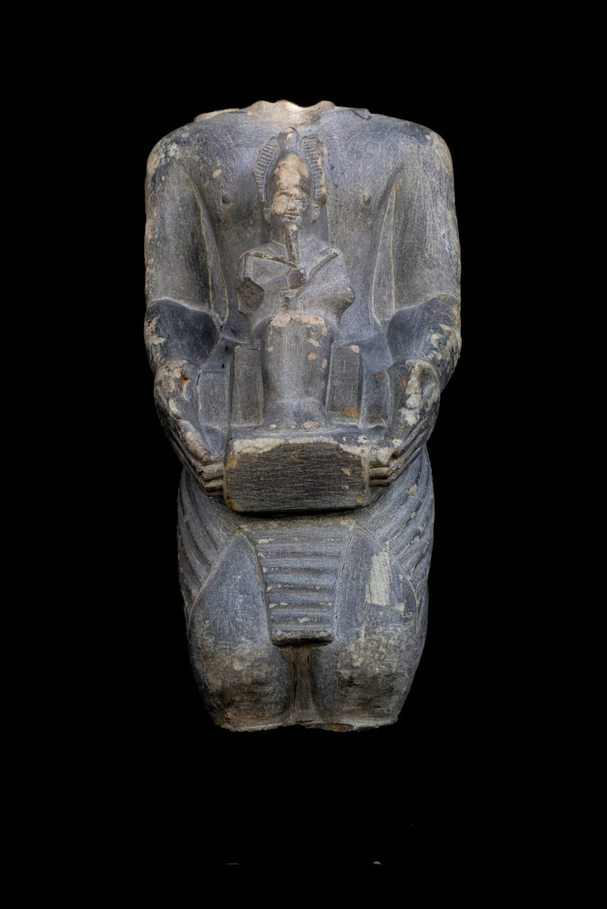 Engraved statue uncovered after excavation work by ISAW at the temple of  Ramesses II in Abydos