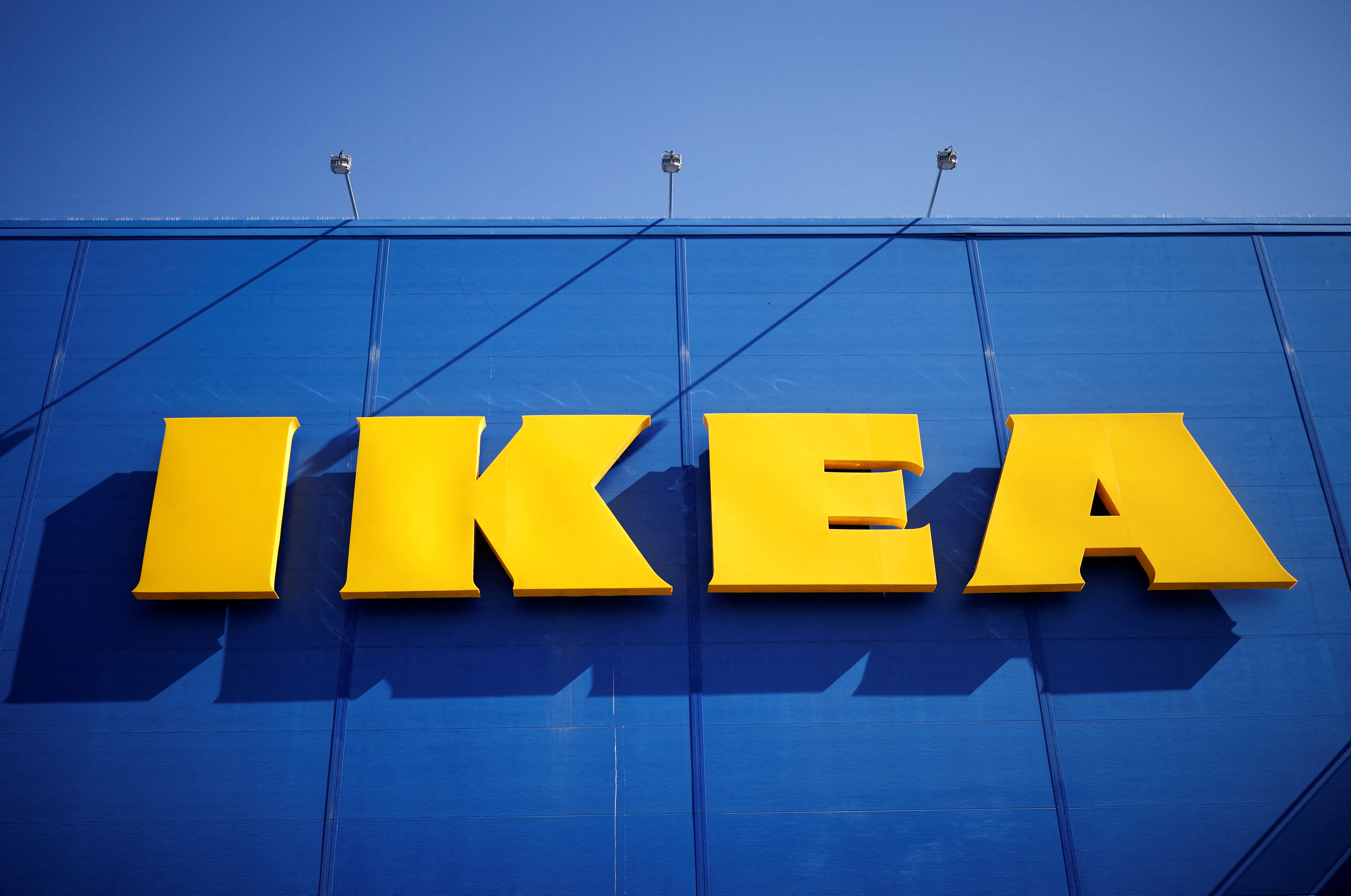 The company's logo is seen outside of an IKEA Group store in Saint-Herblain near Nantes