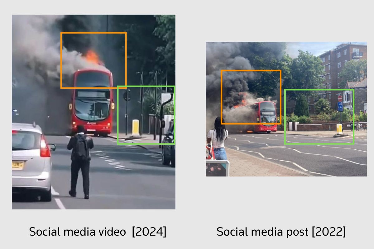 Bus fire comparison image