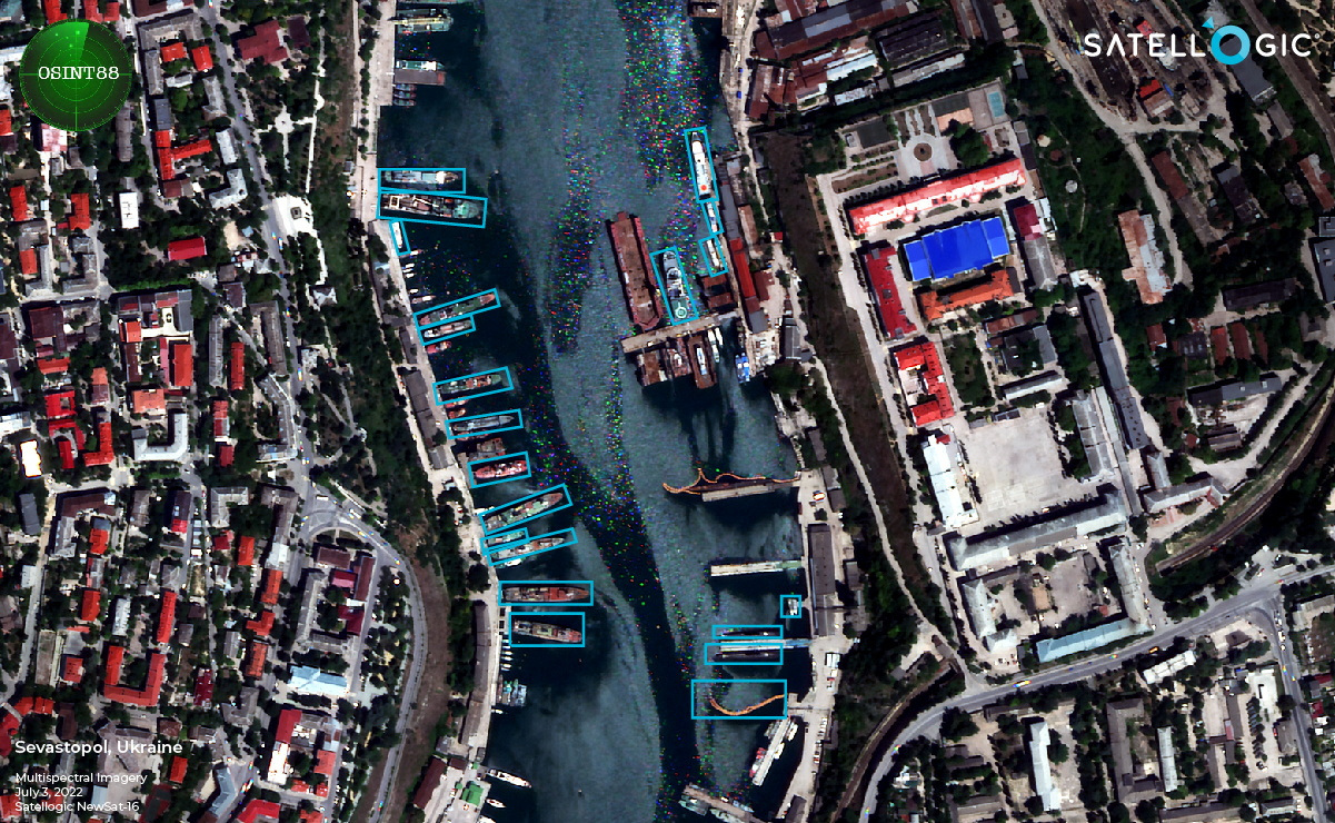 Illustration shows analysis of a satellite image of Sevastopol Port, in Sevastopol