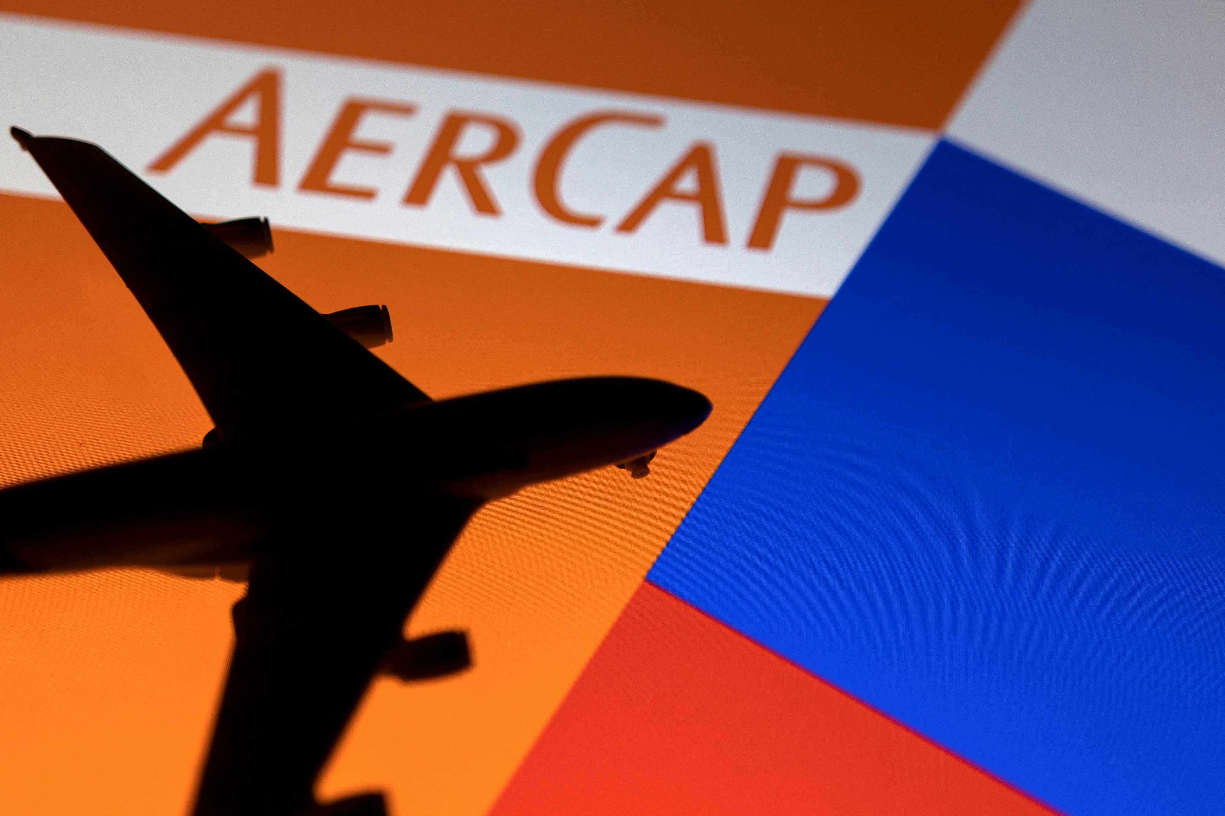 Illustration shows airplane model, AerCap logo and Russian flag colors
