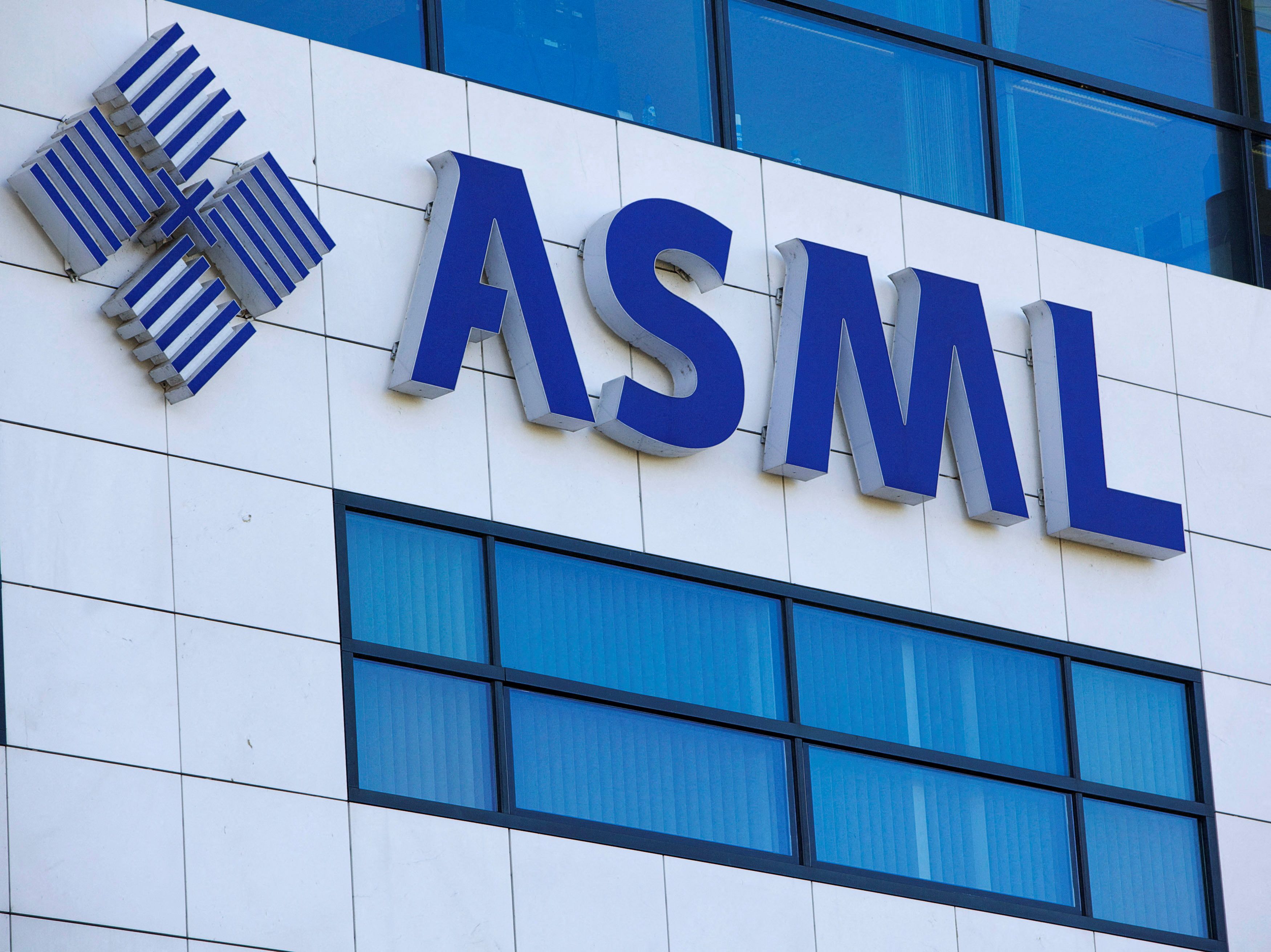 The company logo of Dutch chipmakers ASML