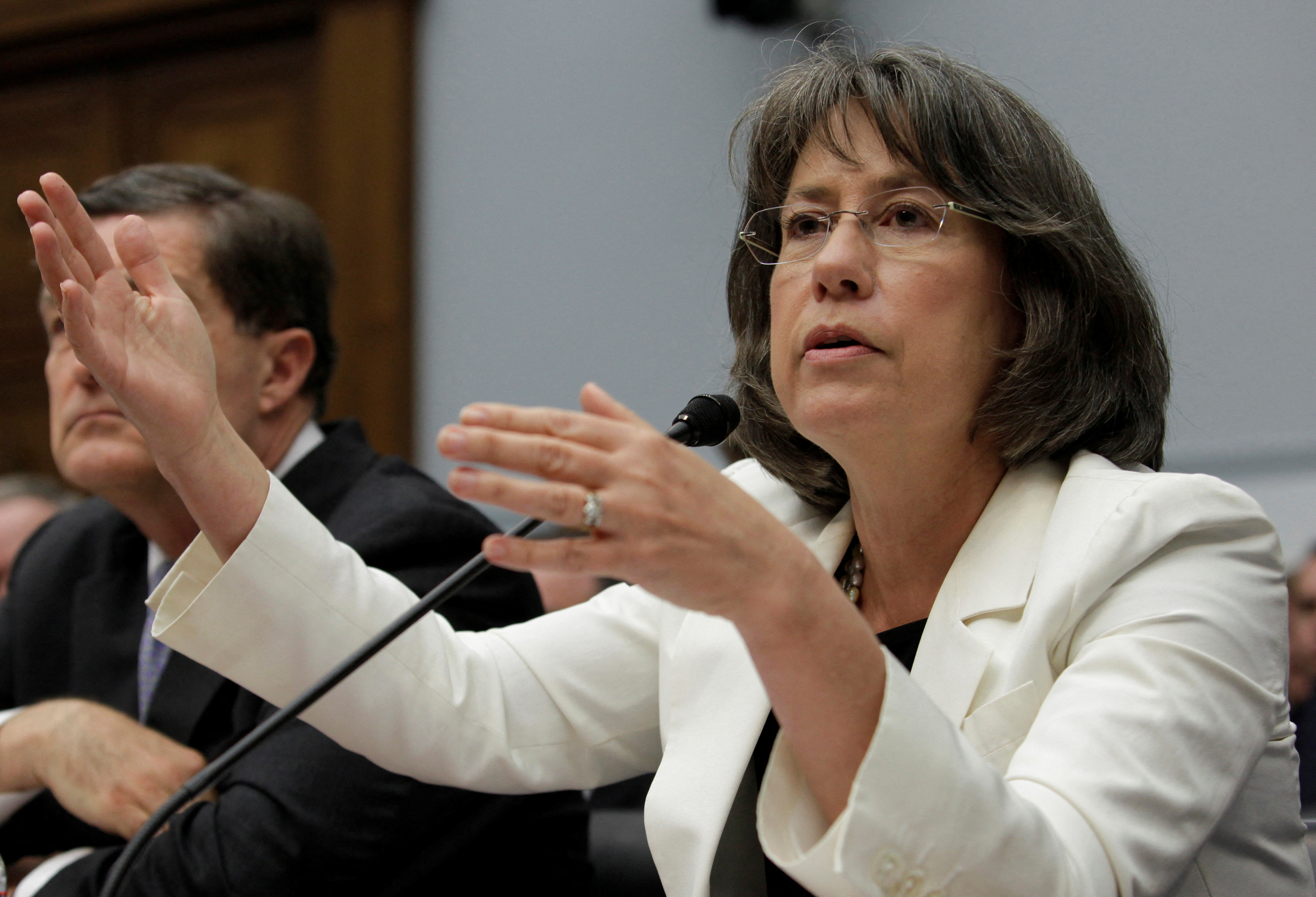 Former FDIC director Sheila Bair testifies before a House Financial Services Committee hearing in Washington