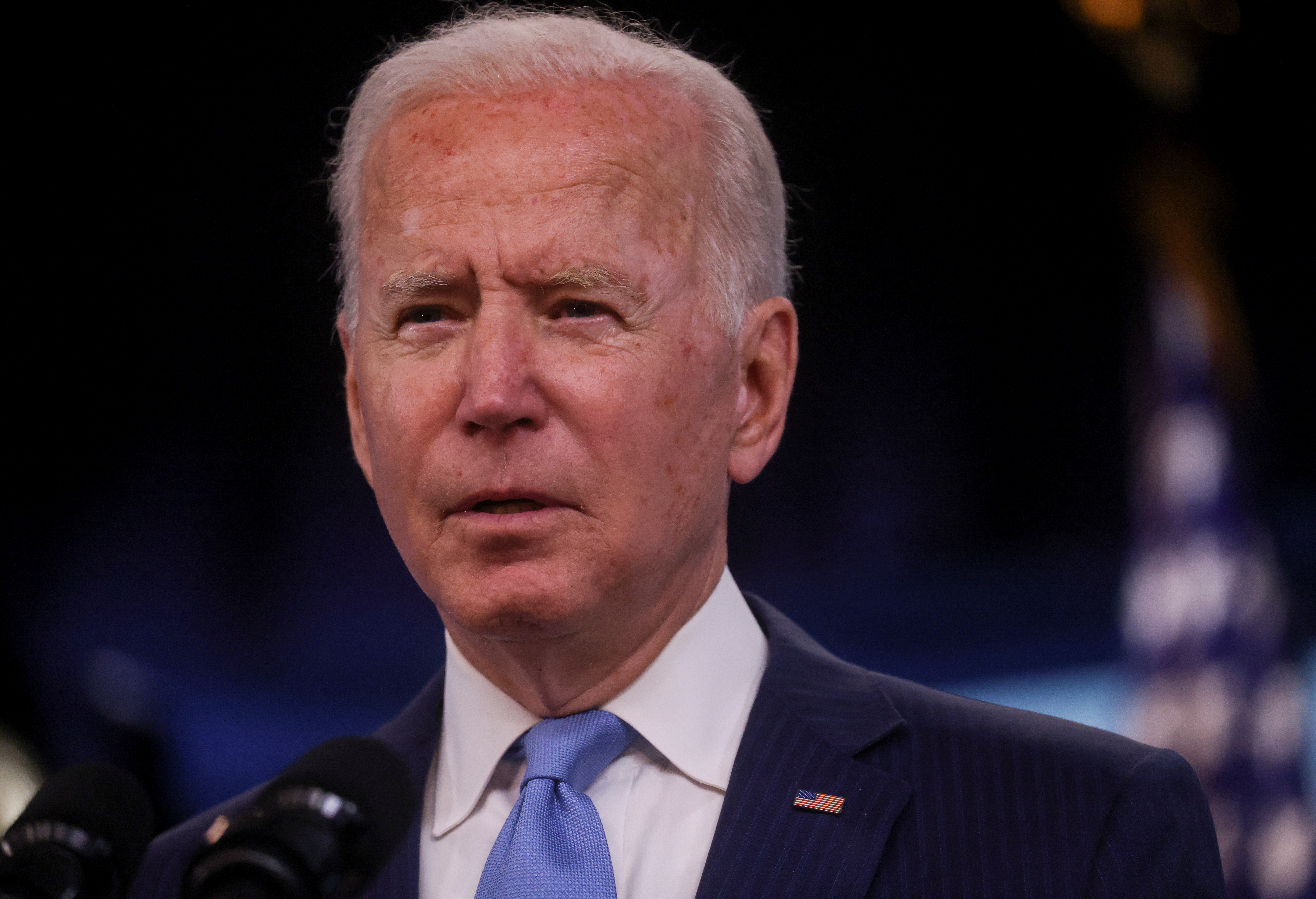 U.S. President Joe Biden speaks about the administration's coronavirus response at the White House in Washington