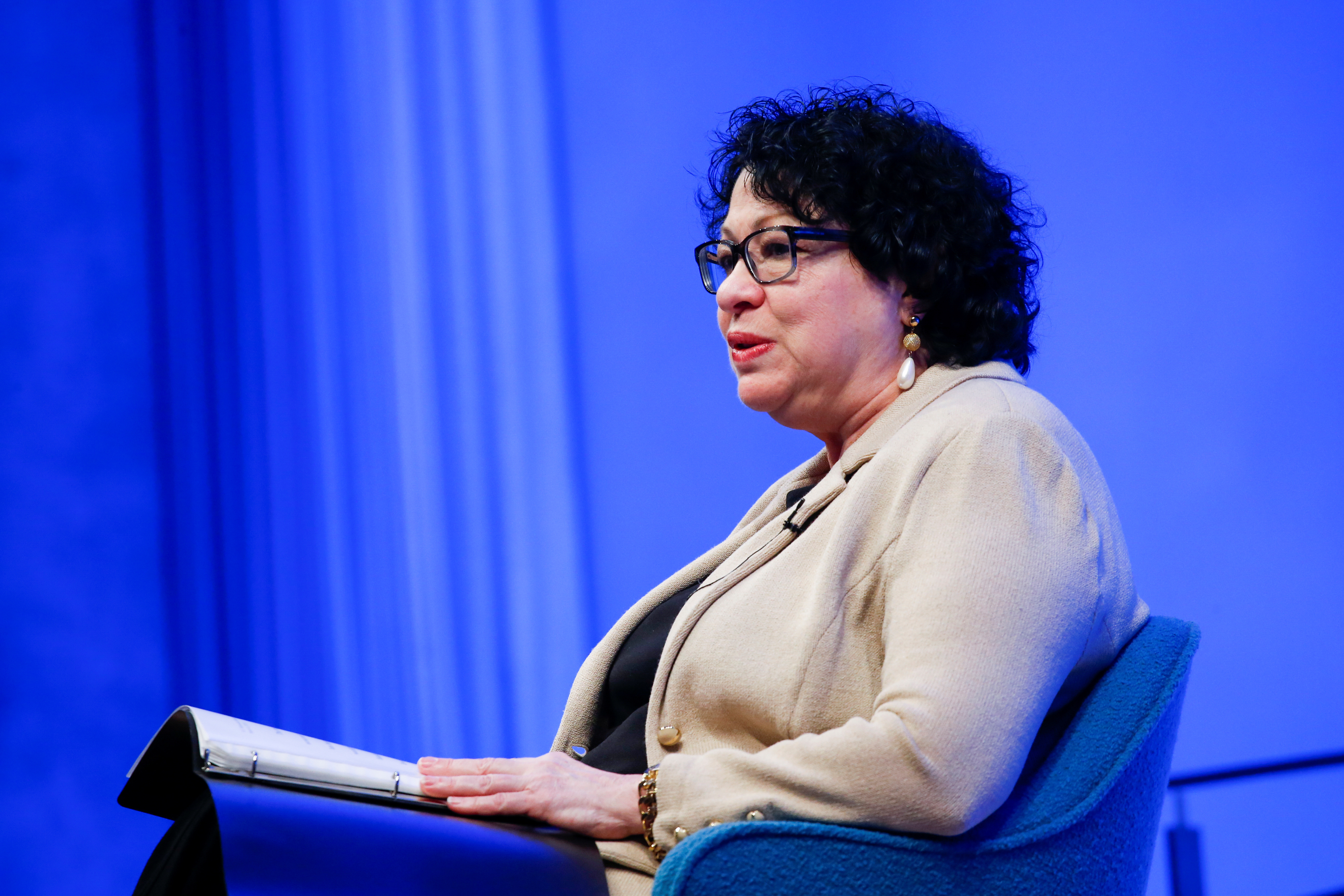 U.S. Supreme Court Associate Justice Sotomayor speaks during commemorations for International Women's Day at the 9/11 Memorial and Museum in New York City