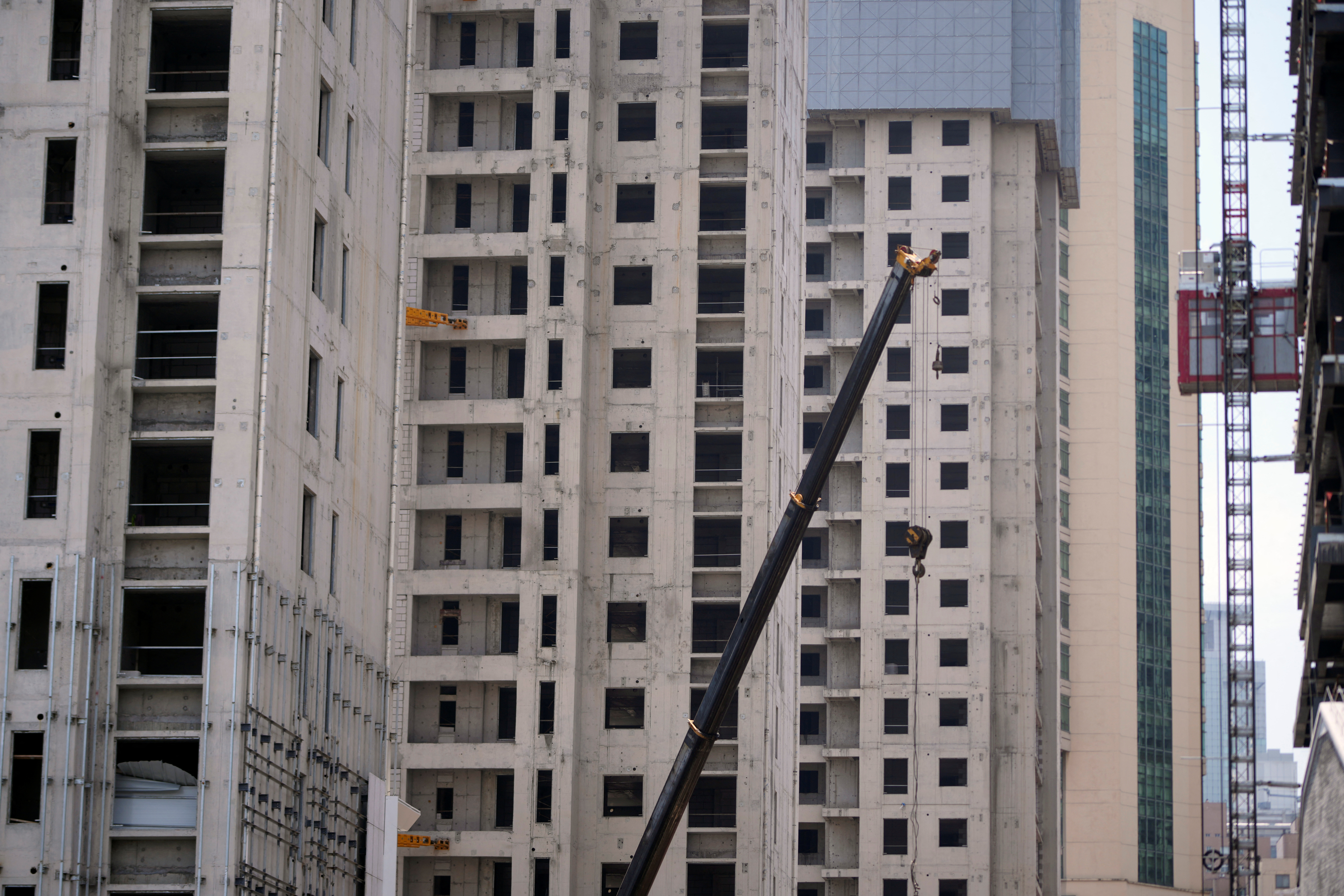 Residential buildings under construction in Shanghai, China