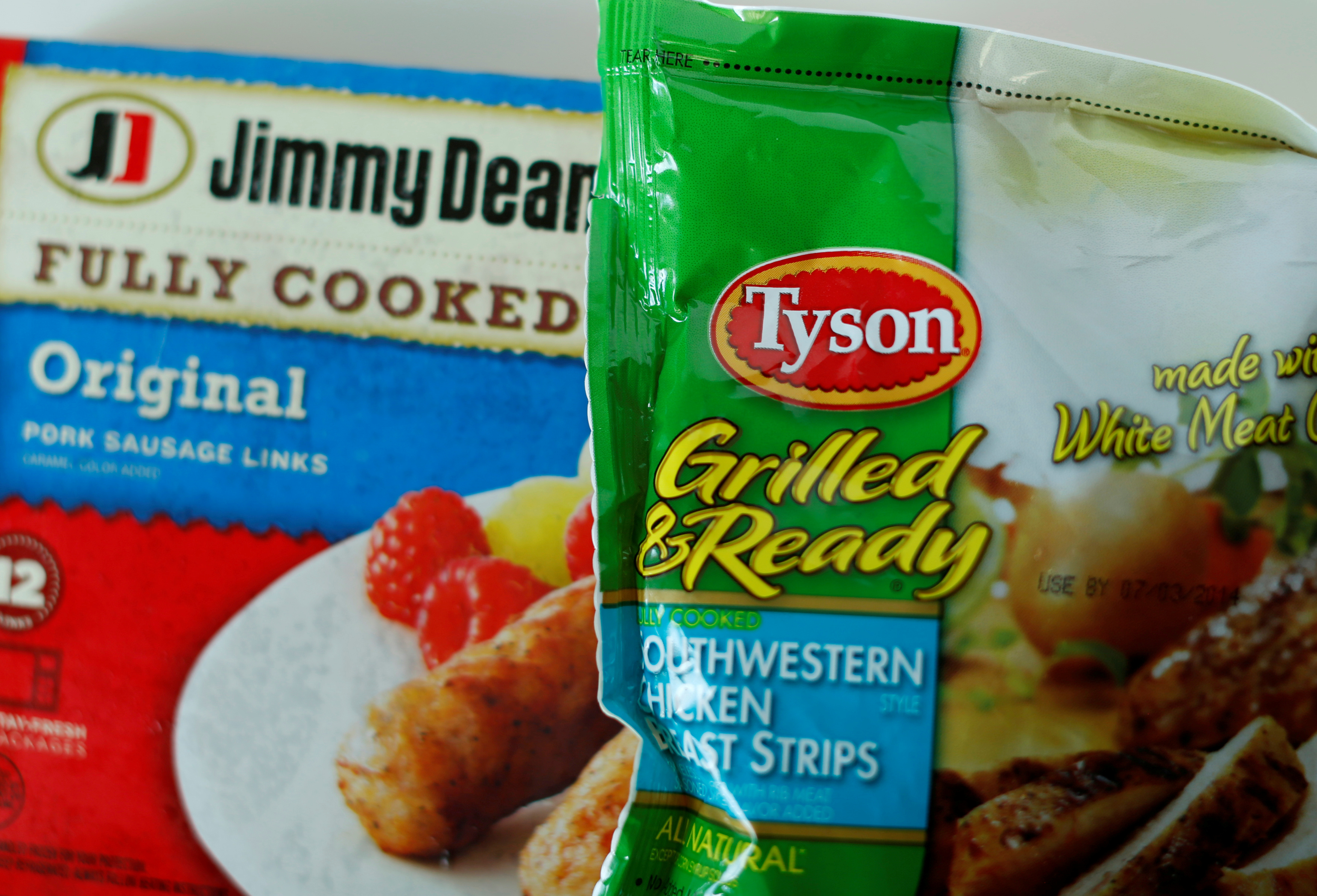 Tyson foods Inc and Hillshire Brands Jimmy Dean sausages are shown in this photo illustration in Encinitas