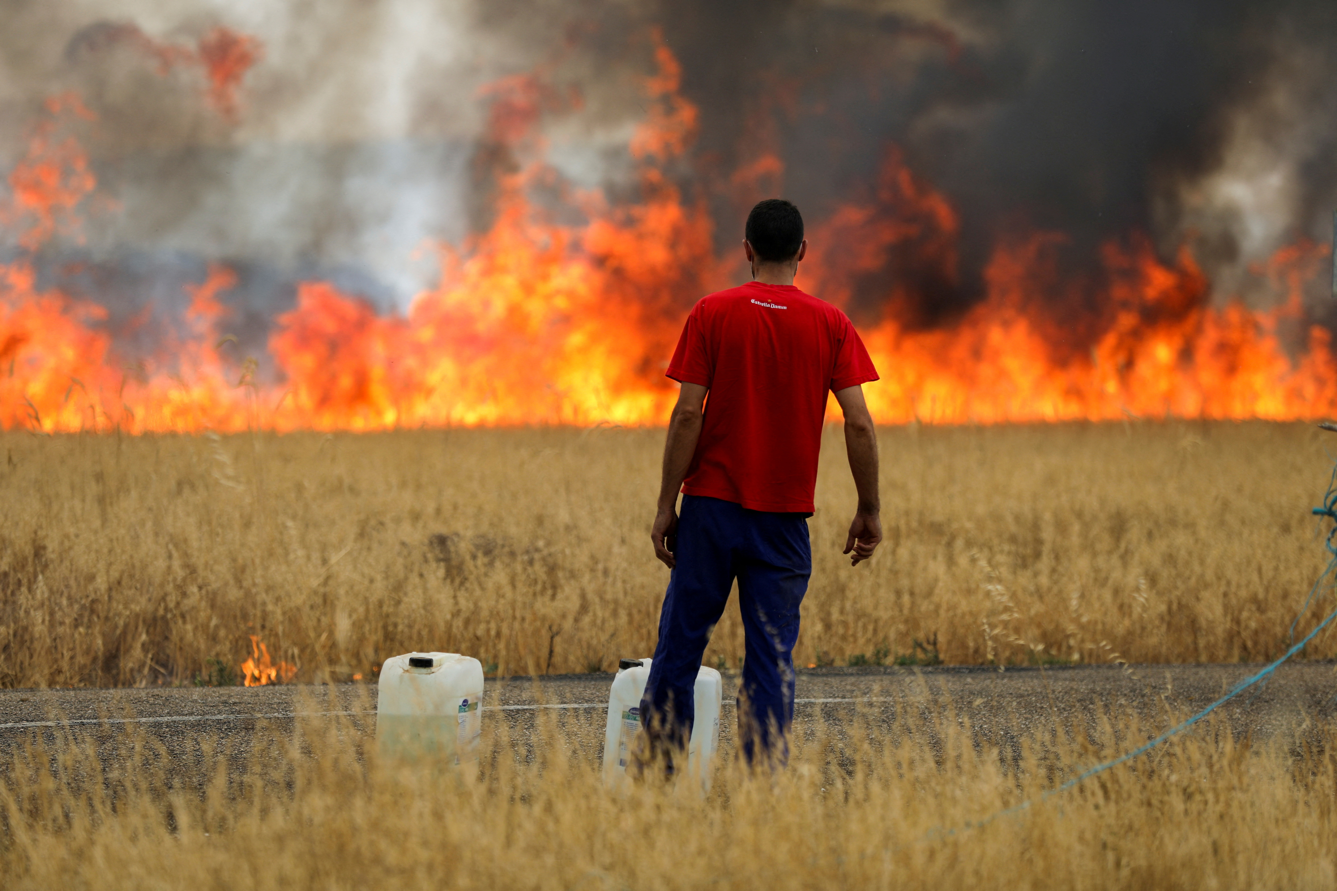 Wildfire rages as Spain experiences its second heatwave of the year, in Tabara