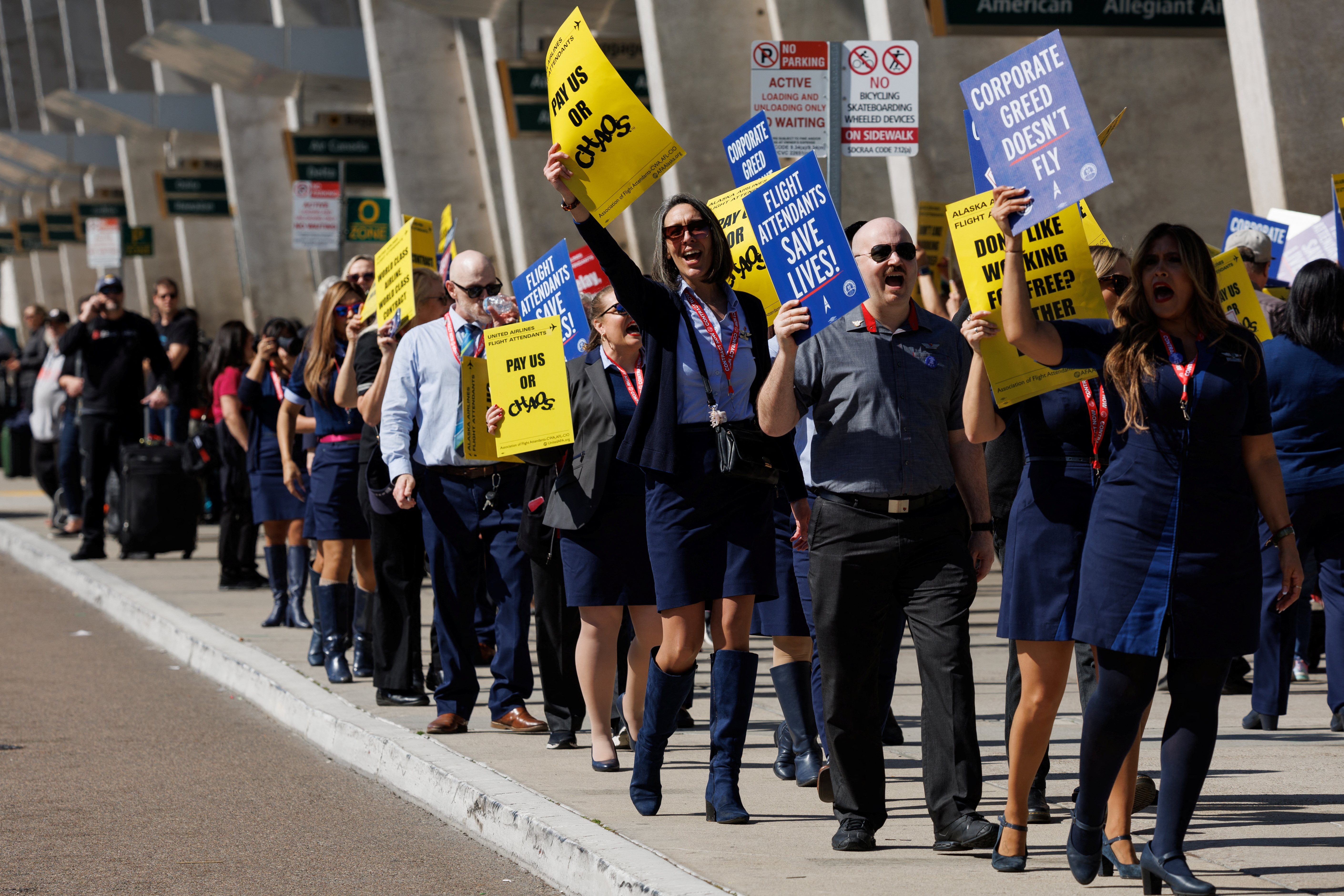 Flight attendants picket airports across America