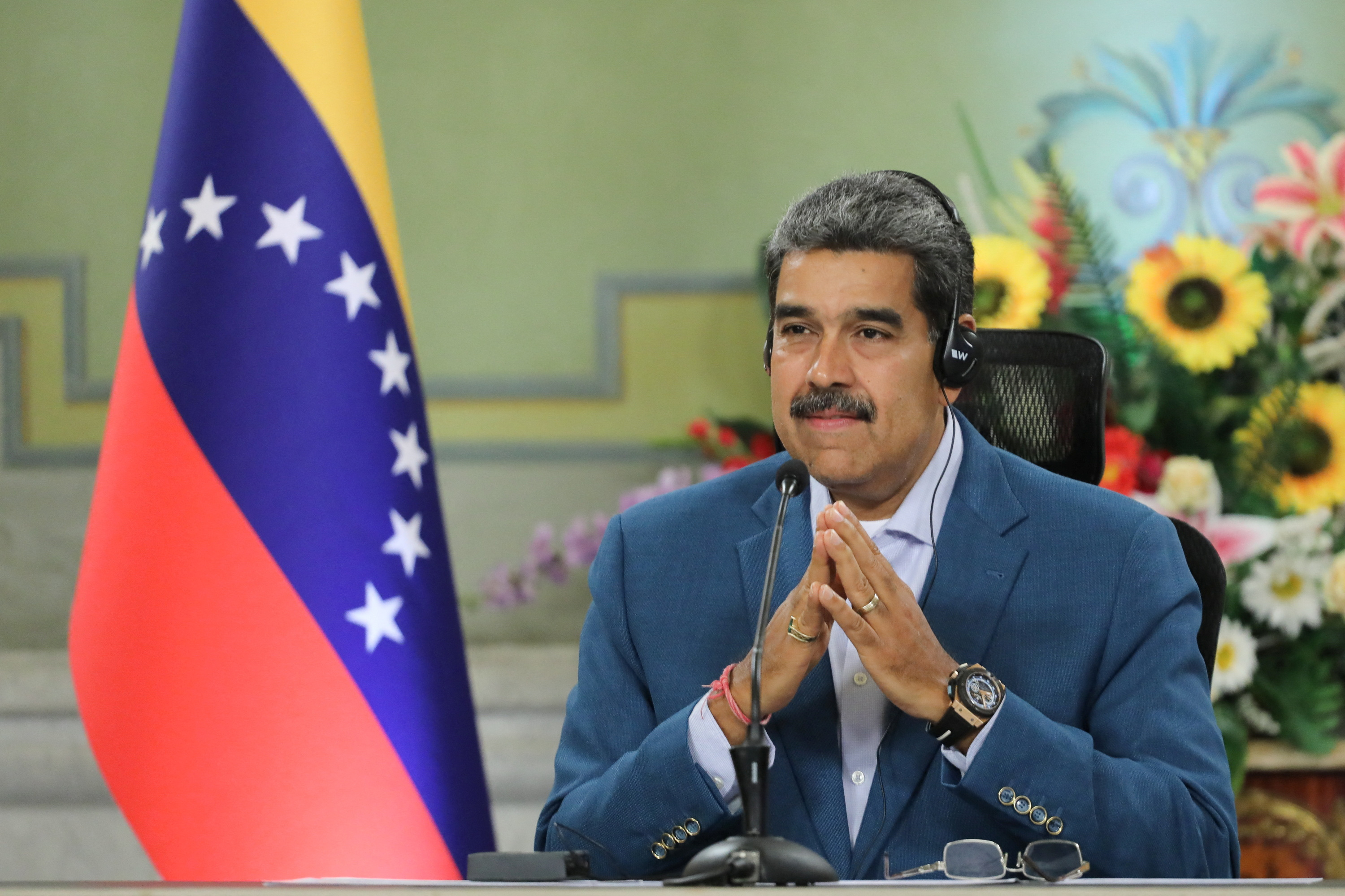 Venezuela's President Nicolas Maduro smiles during an event, in Caracas