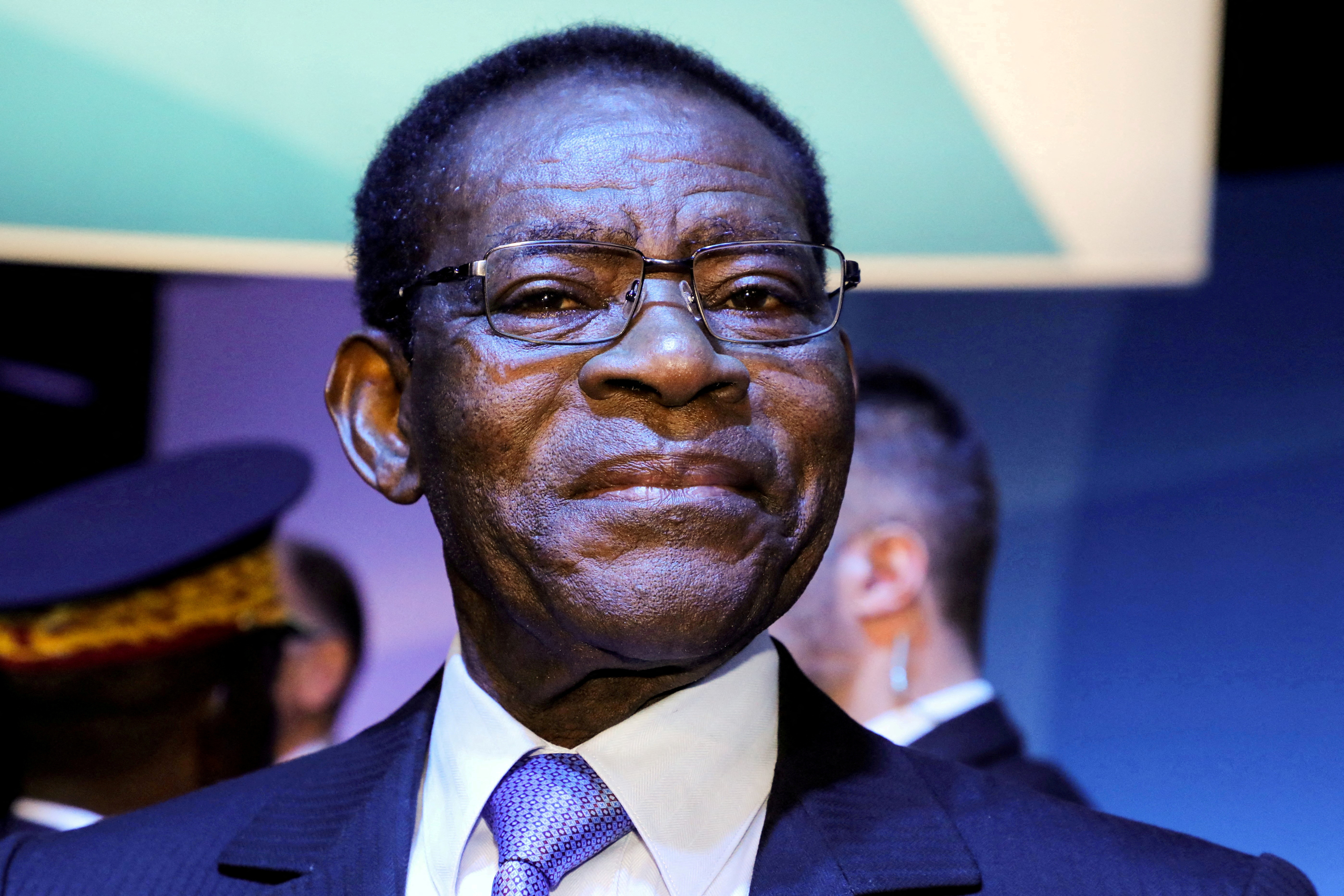 Equatorial Guinea's President Teodoro Obiang Nguema Mbasogo attends the plenary session of the Paris Peace Forum