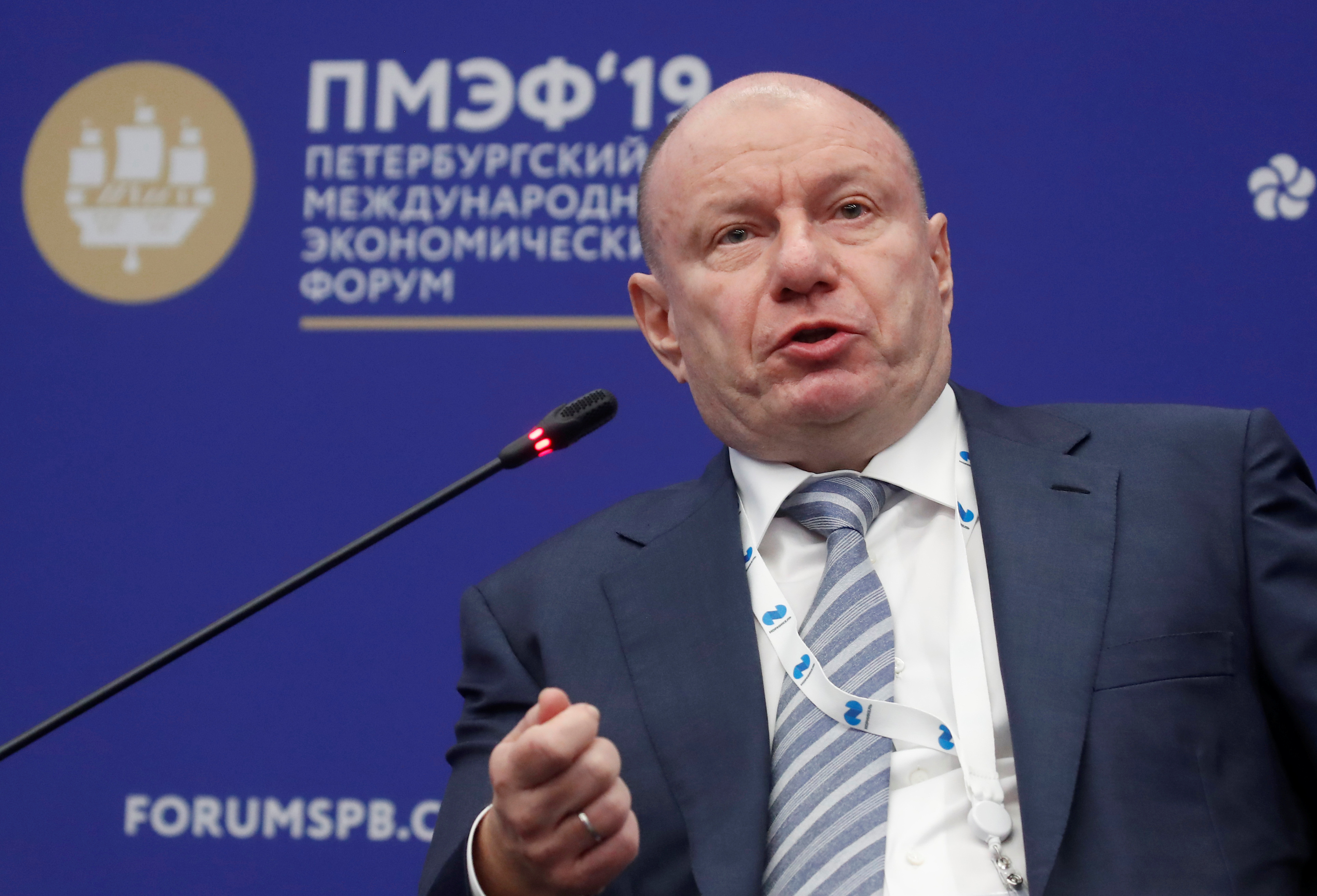 President and Chairman of the Board of MMC Norilsk Nickel Vladimir Potanin attends a session of the St. Petersburg International Economic Forum (SPIEF)