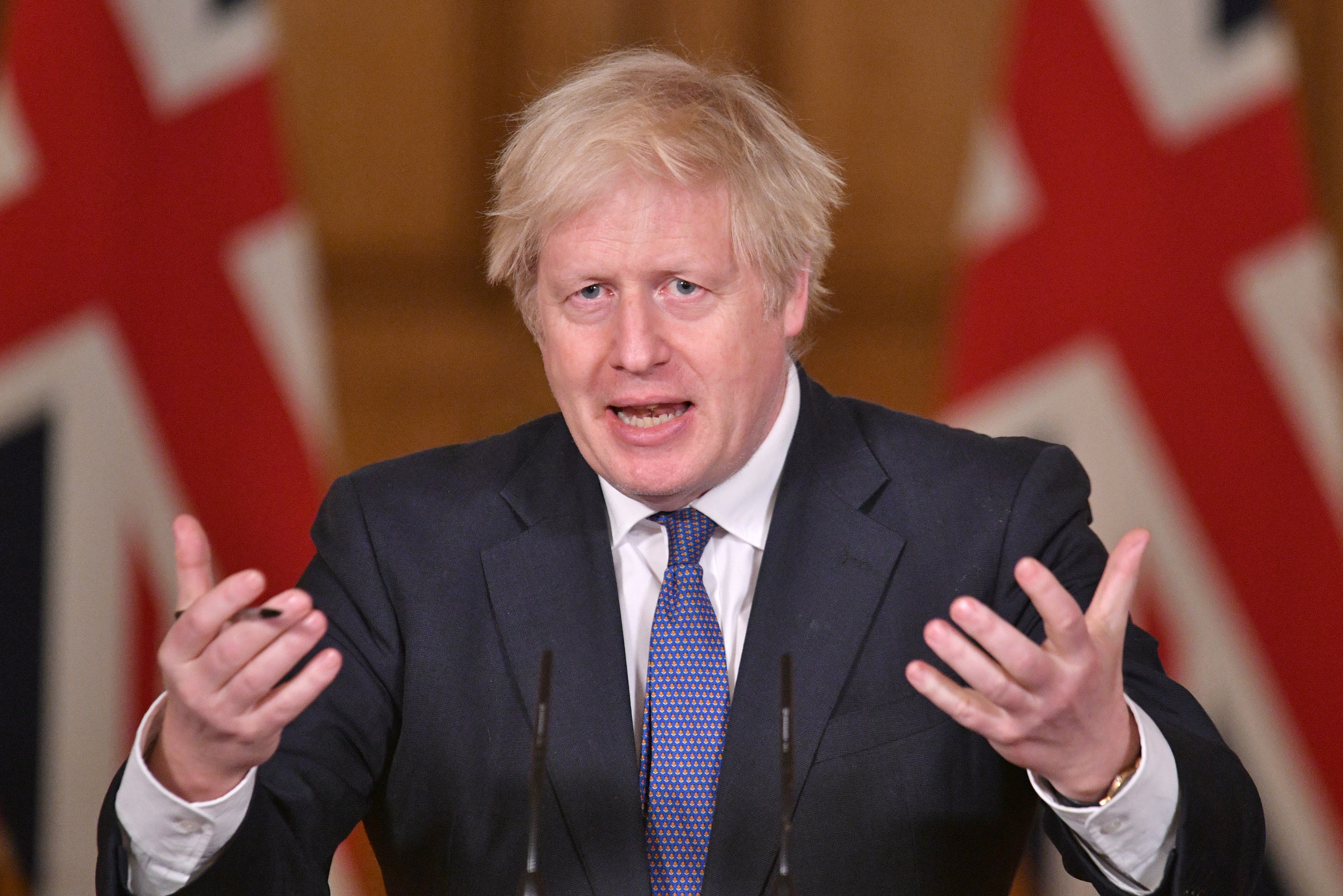 British PM Johnson holds media briefing on coronavirus pandemic in London