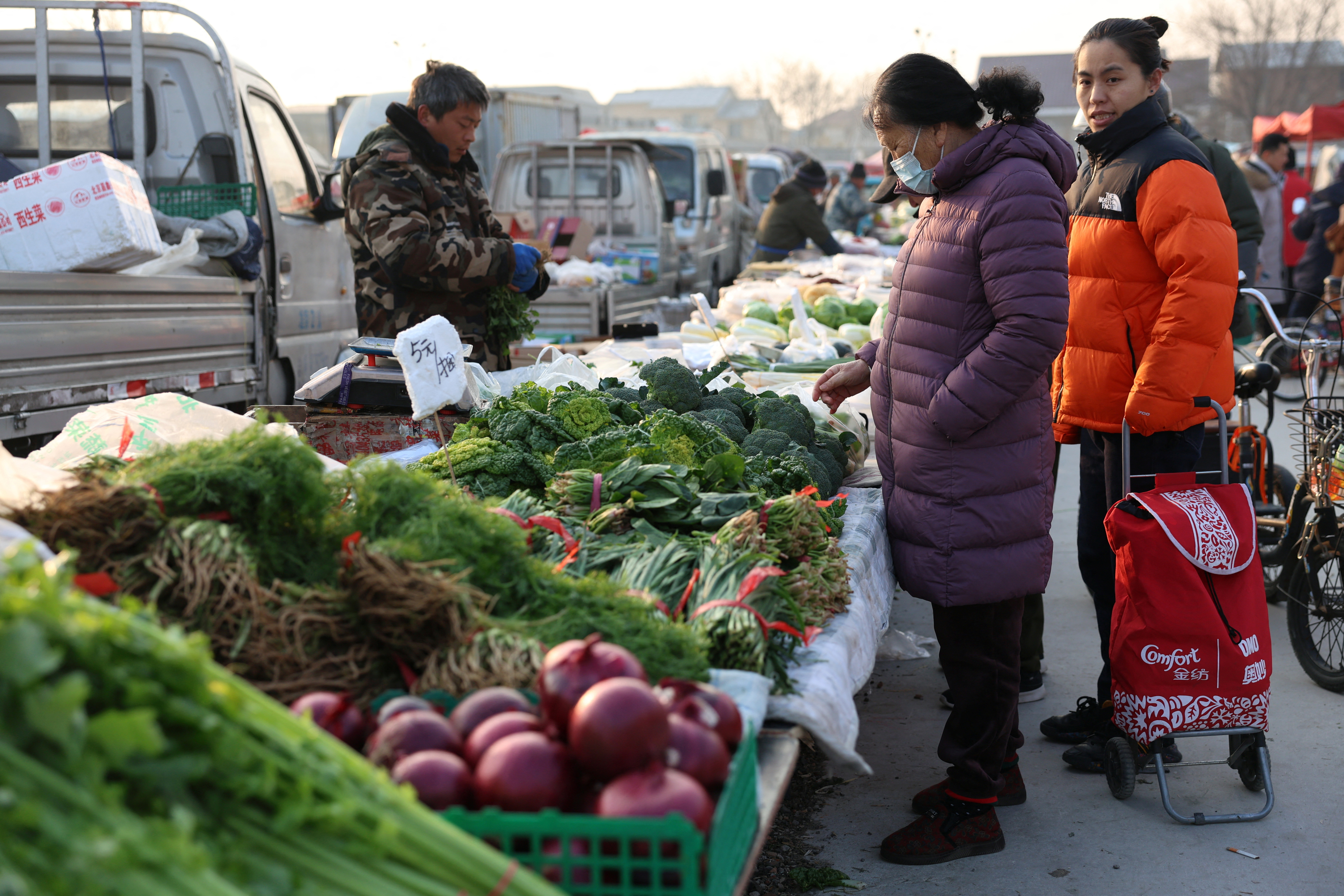 Vegetable vendor at market in Beijing
