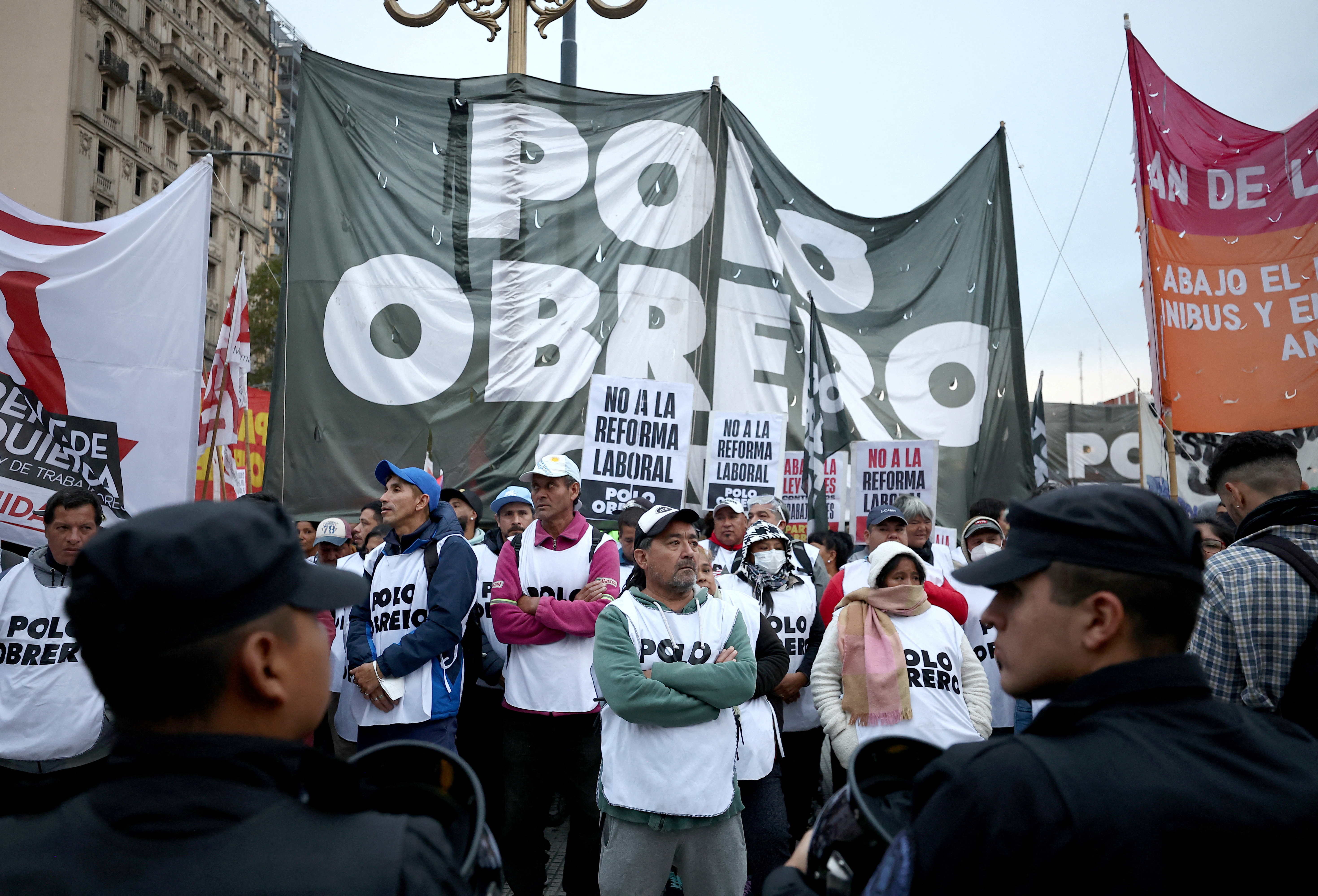 Demonstrators protest outside the National Congress in Buenos Aires