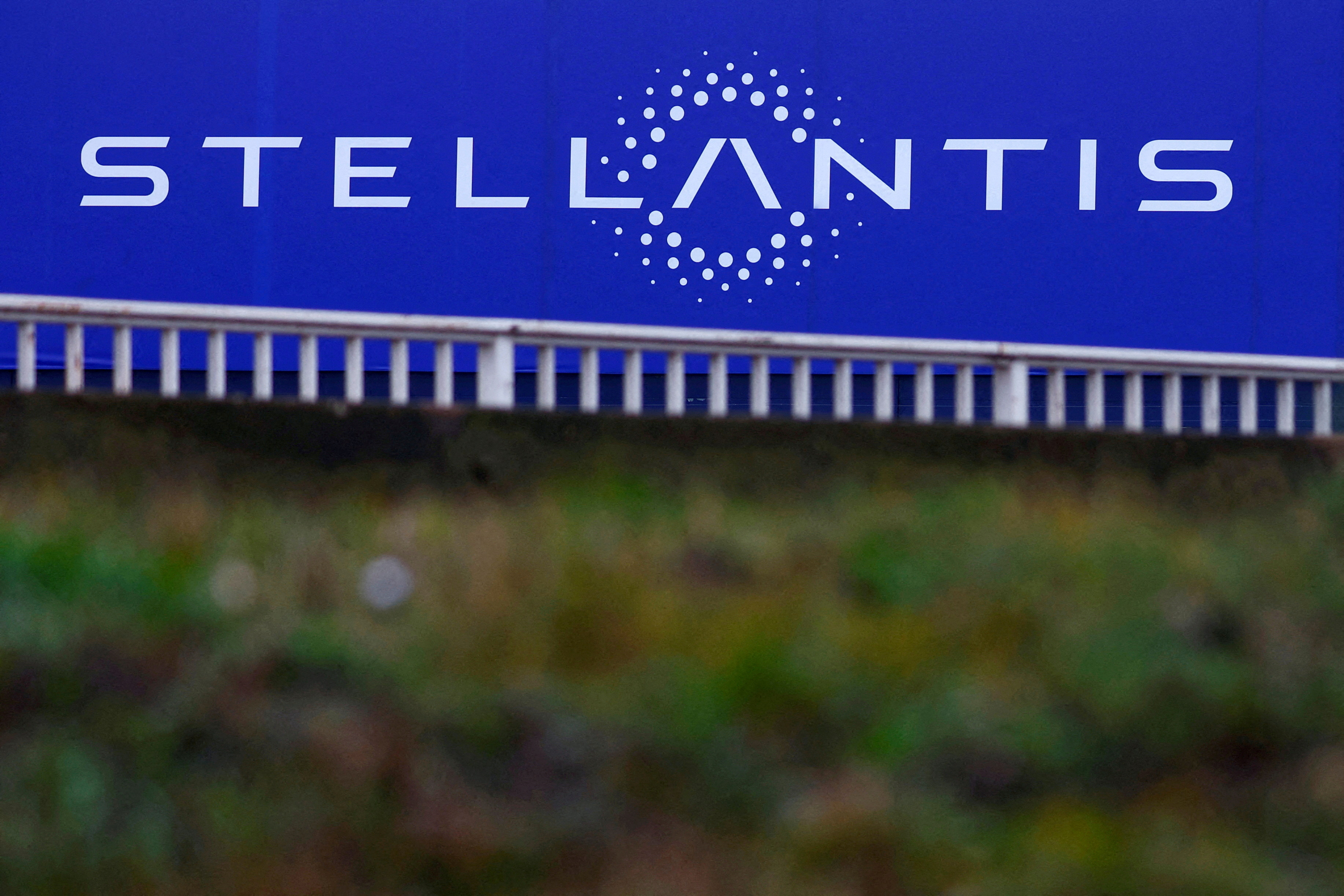 FILE PHOTO: Stellantis logo on a company's building in Velizy-Villacoublay near Paris