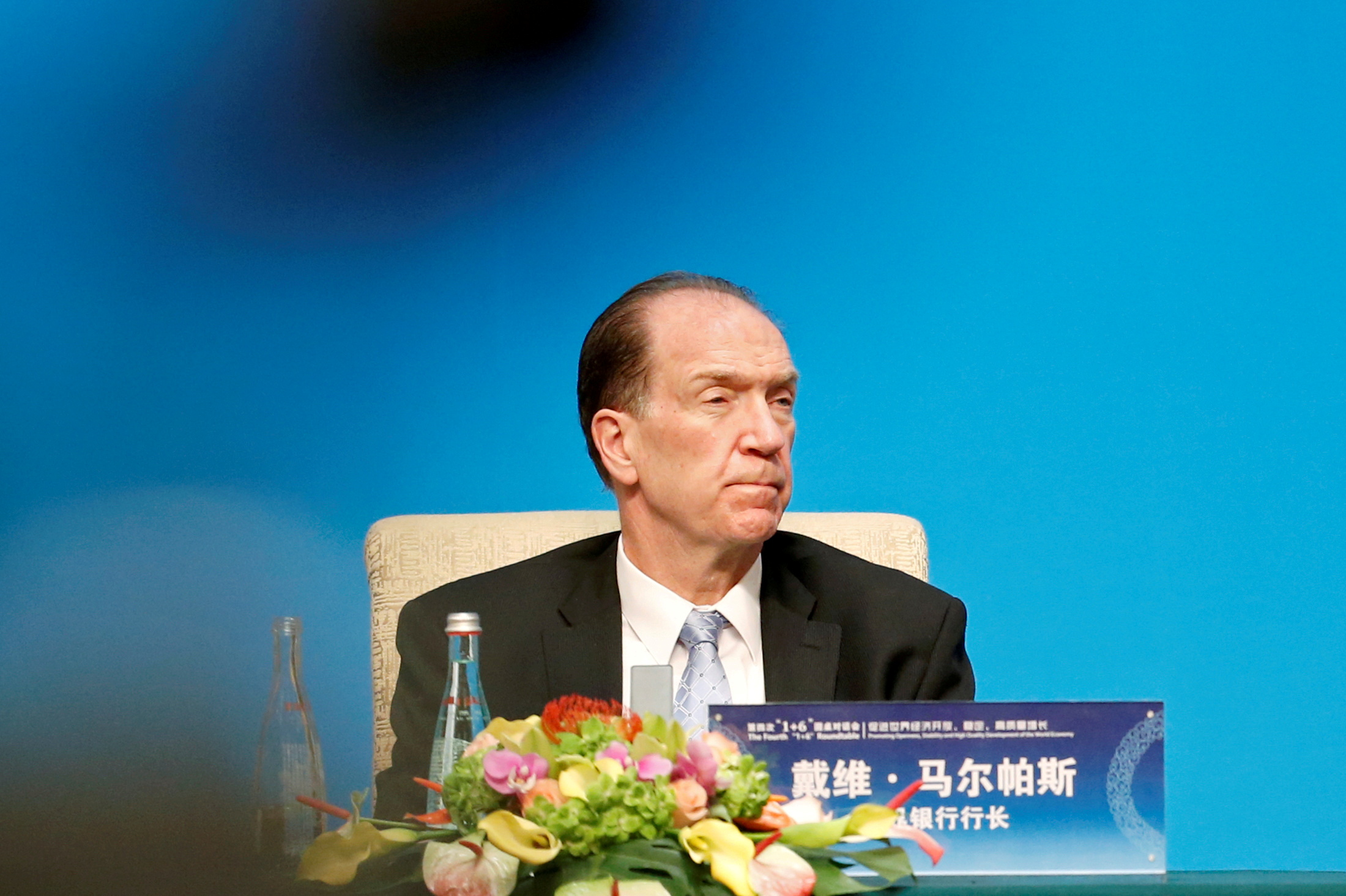 World Bank President David Malpass attends a news conference in China in 2019