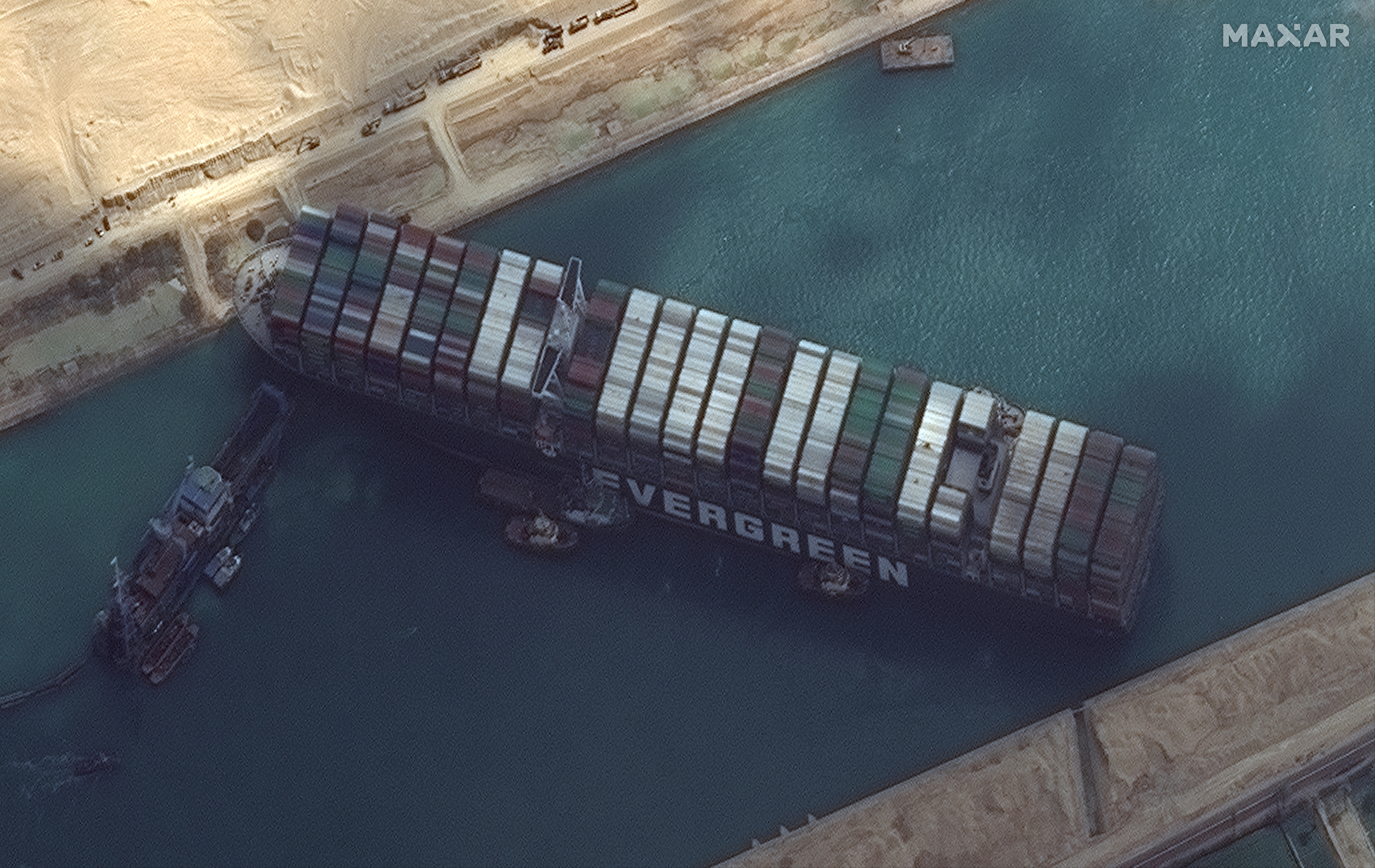 Ever Given container ship is pictured in Suez Canal