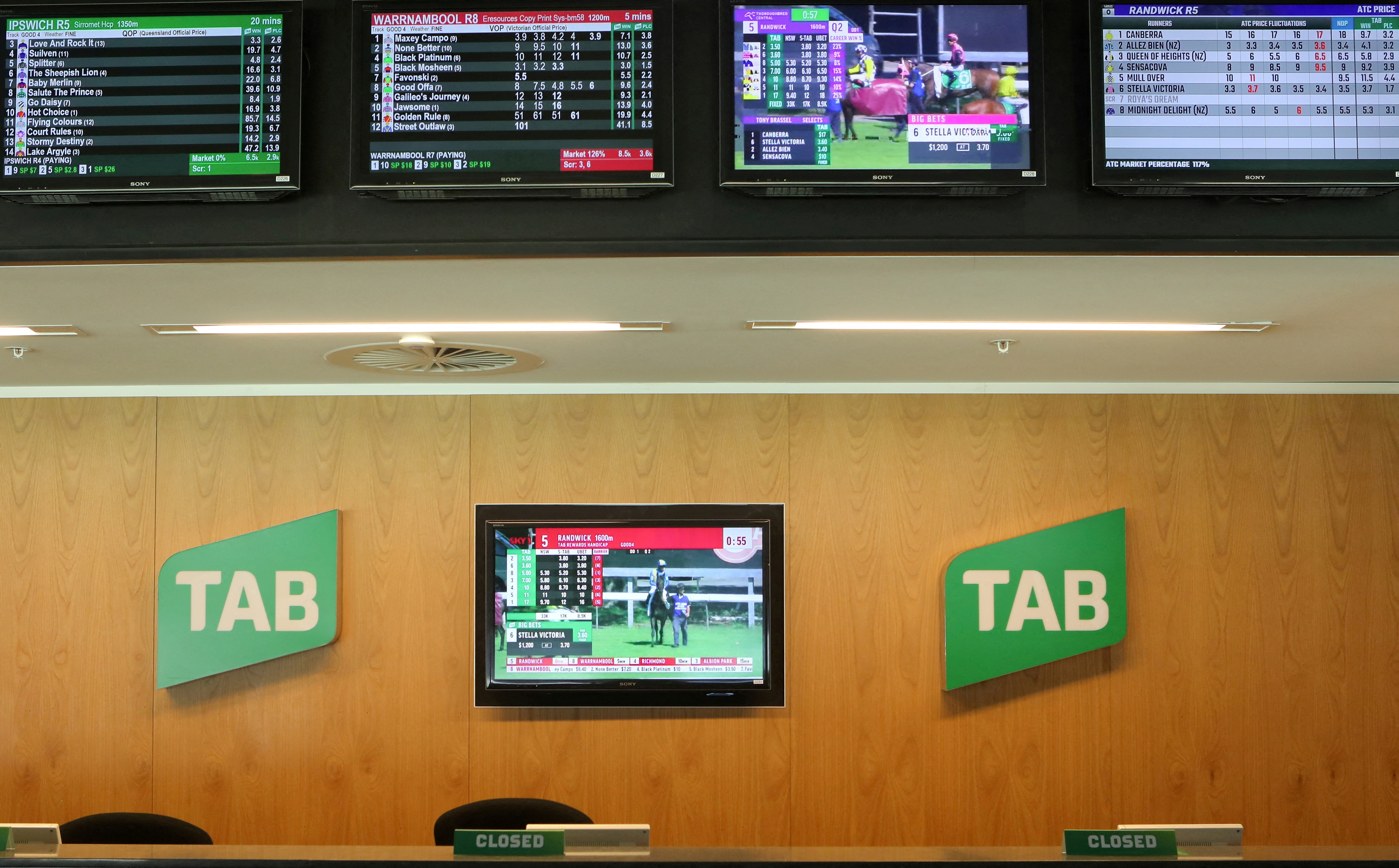 FILE PHOTO: A TAB betting station is seen on a TAB branch in Sydney