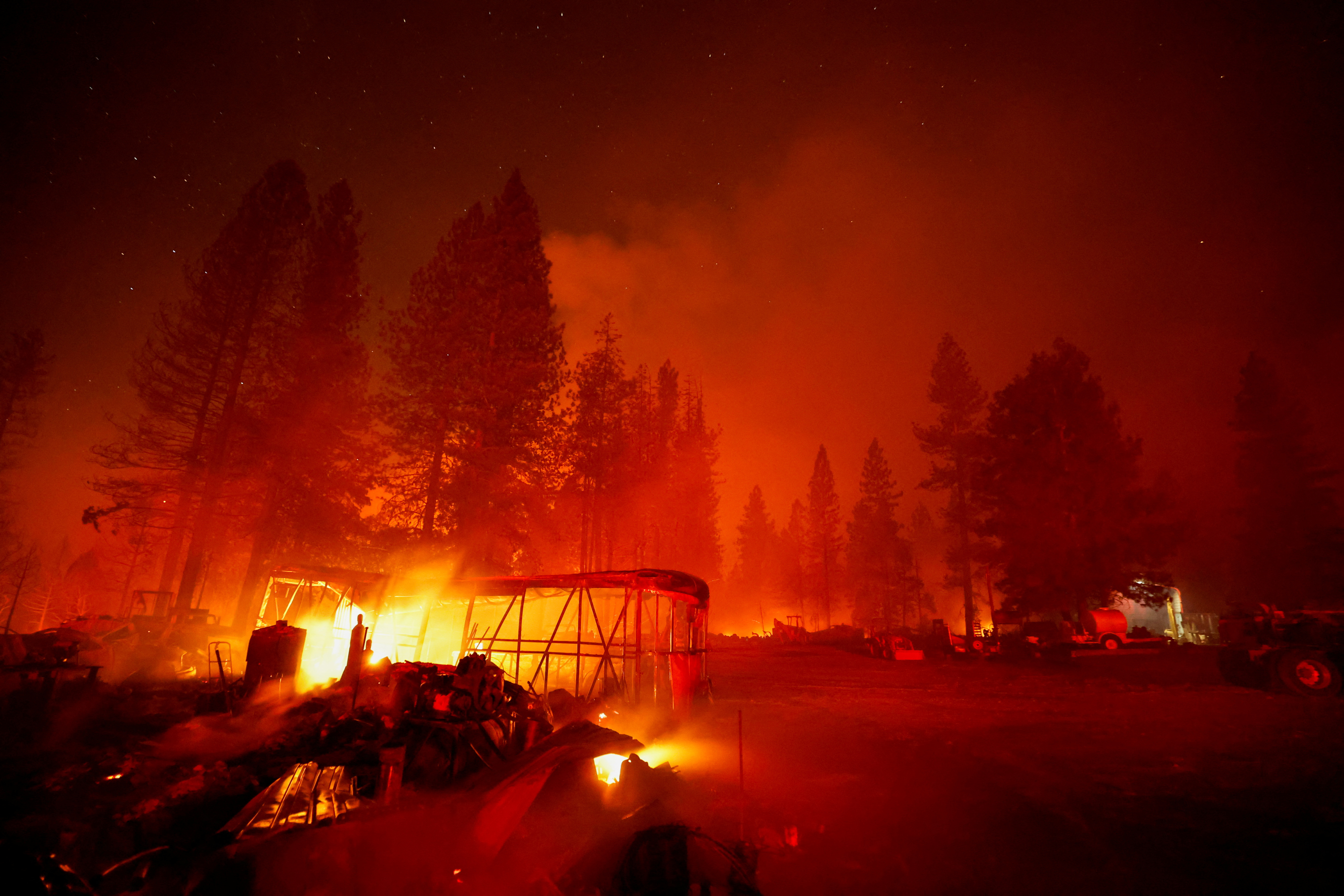 Massive fire burning in California and Nevada is spawning