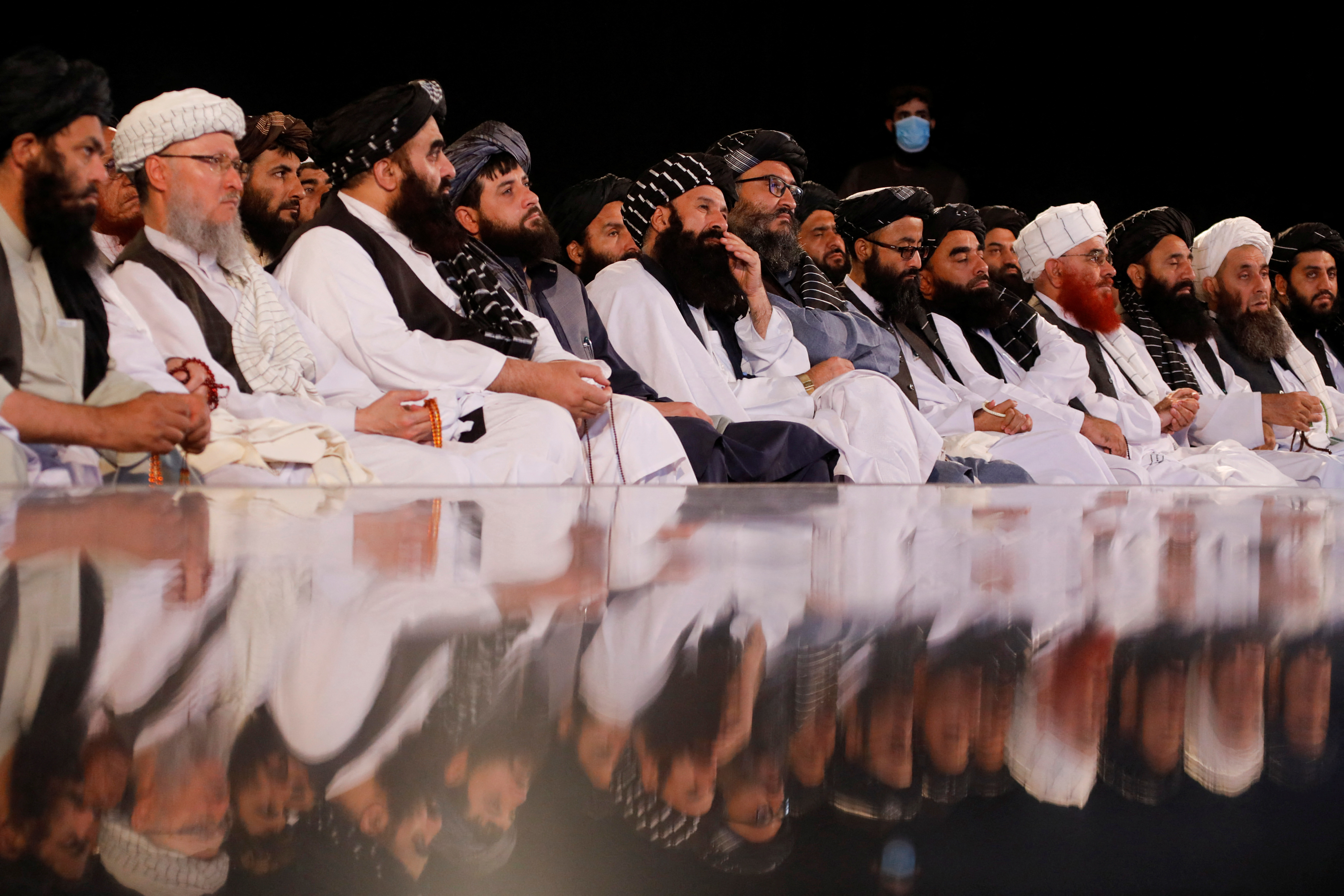 Taliban leaders attend the first-anniversary ceremony of the takeover of Kabul by the Taliban in Kabul