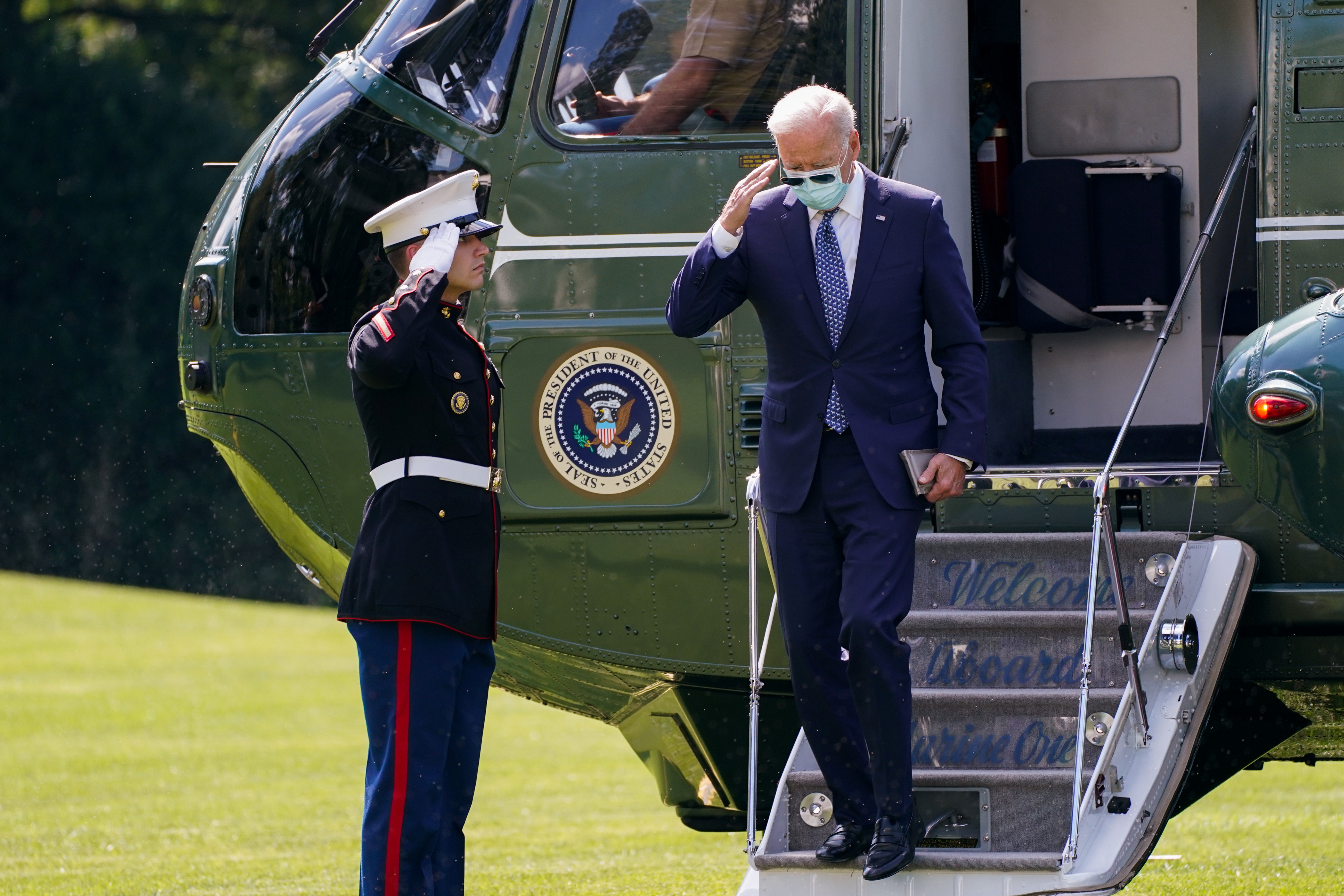 U.S. President Joe Biden returns from Delaware to the White House in Washington