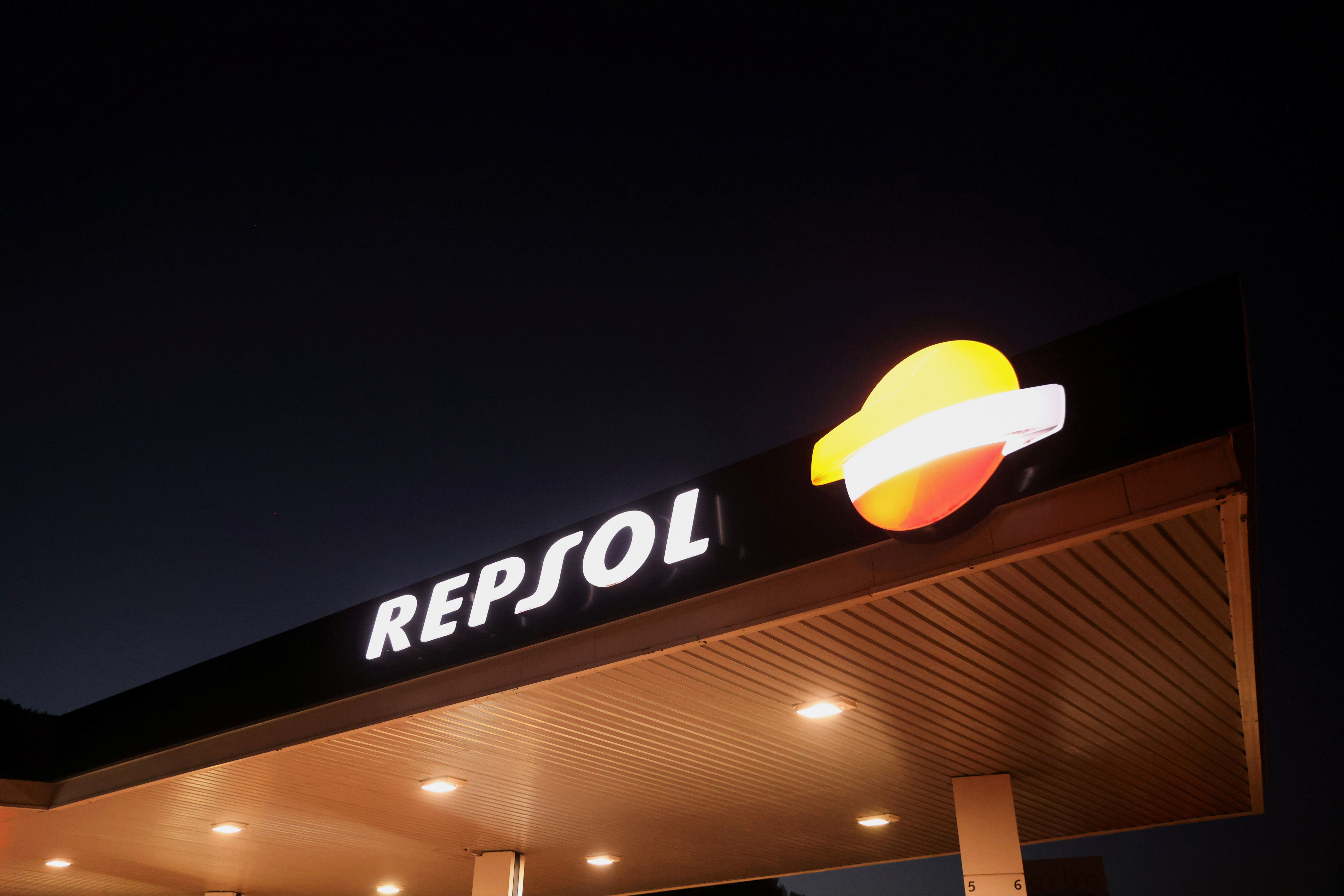 The logo of the Spanish energy company Repsol SA is seen at a petrol station in Barcelona