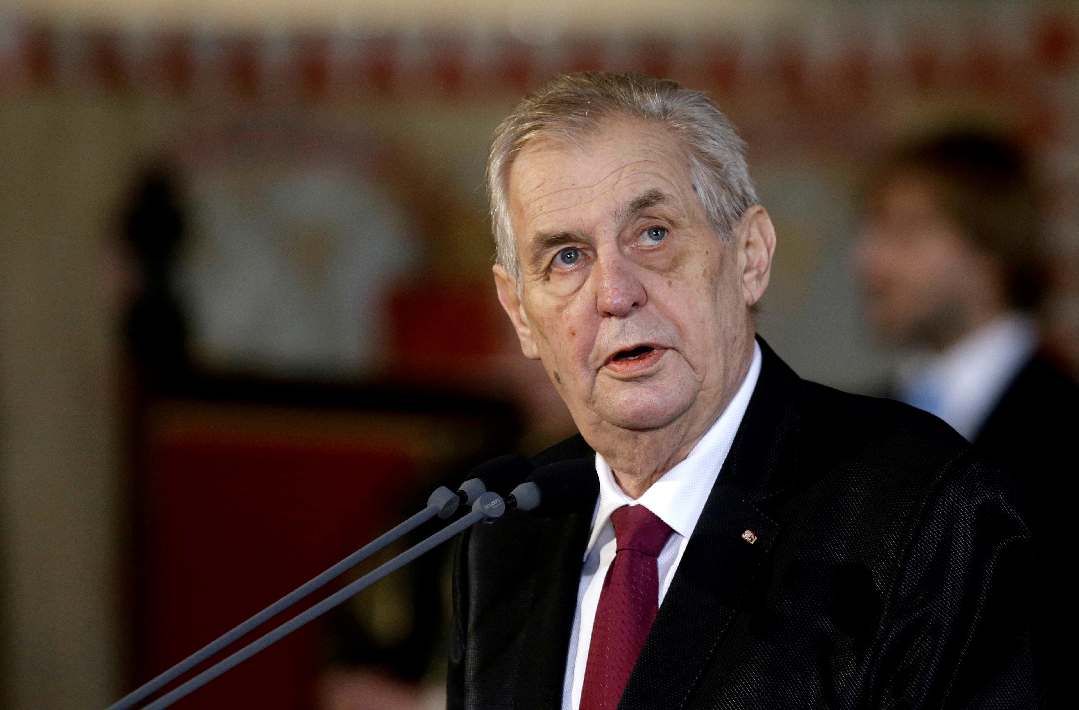 Czech President Milos Zeman attends his inauguration ceremony at Prague Castle in Prague in 2018