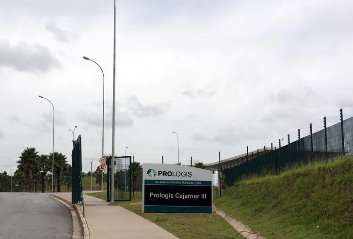 A general view of the main entrance of Prologis logistics complex which Amazon.com Inc is planning to rent in Cajamar