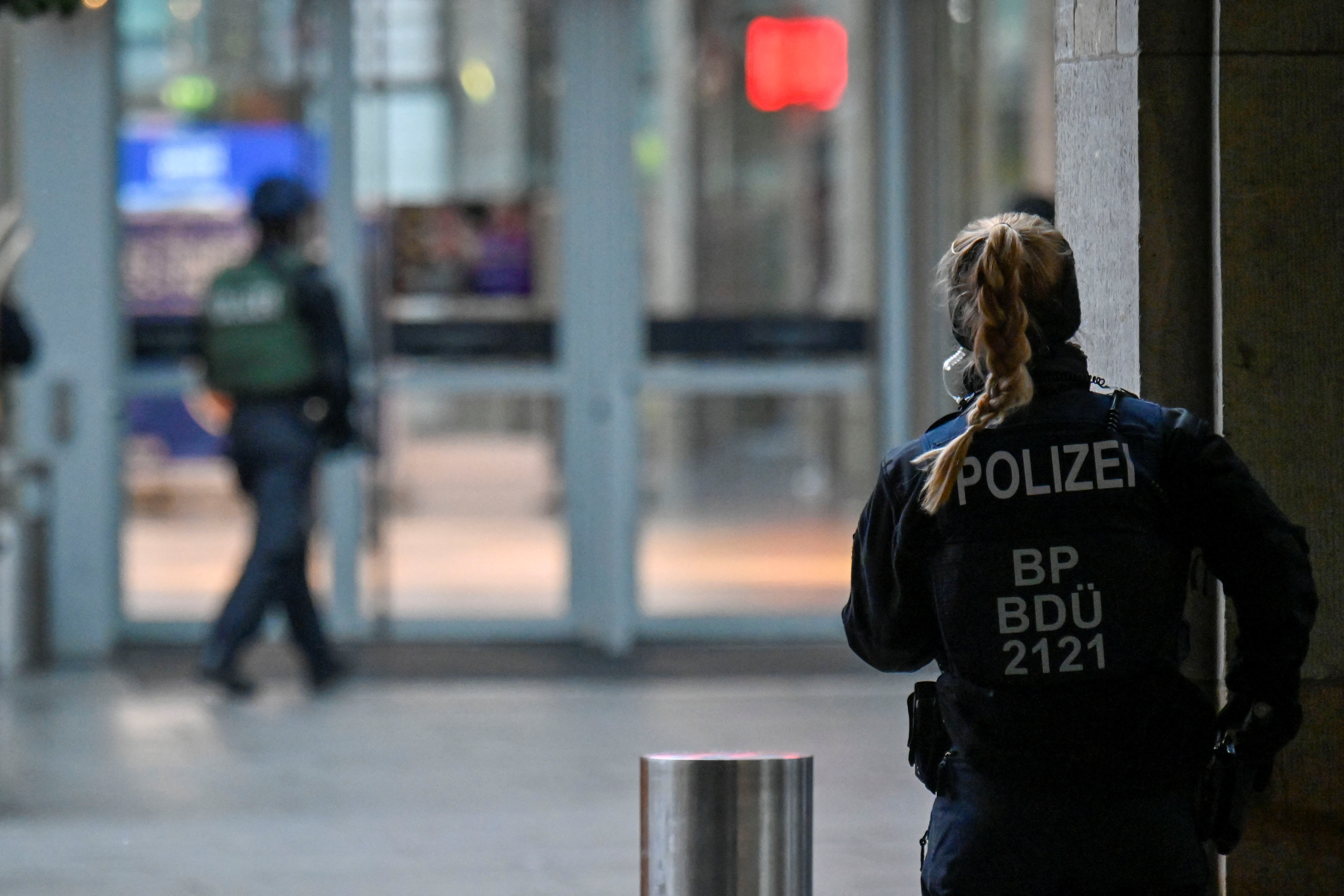 Police secure the area at a Christmas market in Dresden