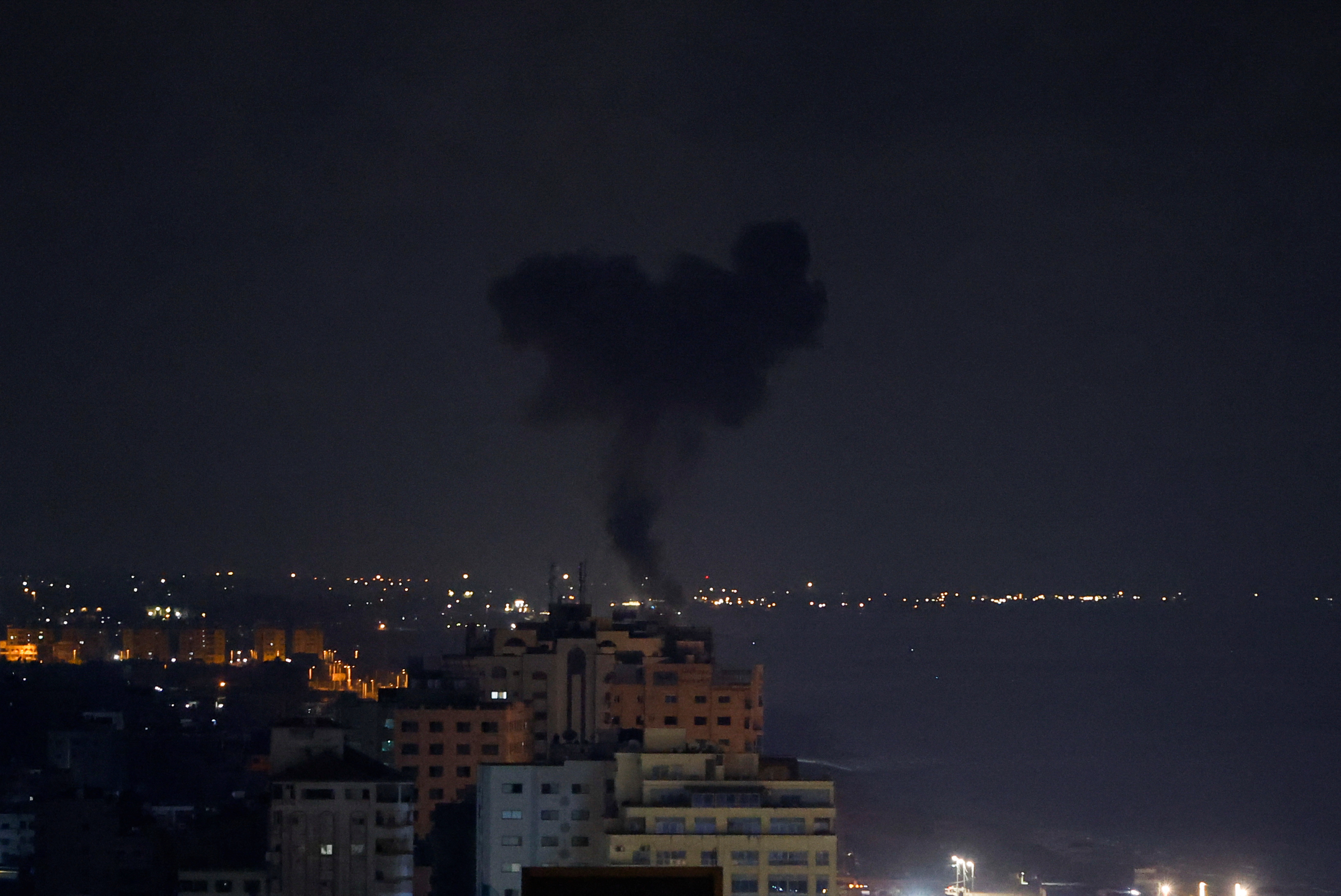 Smoke rises during Israeli airstrikes in Gaza City