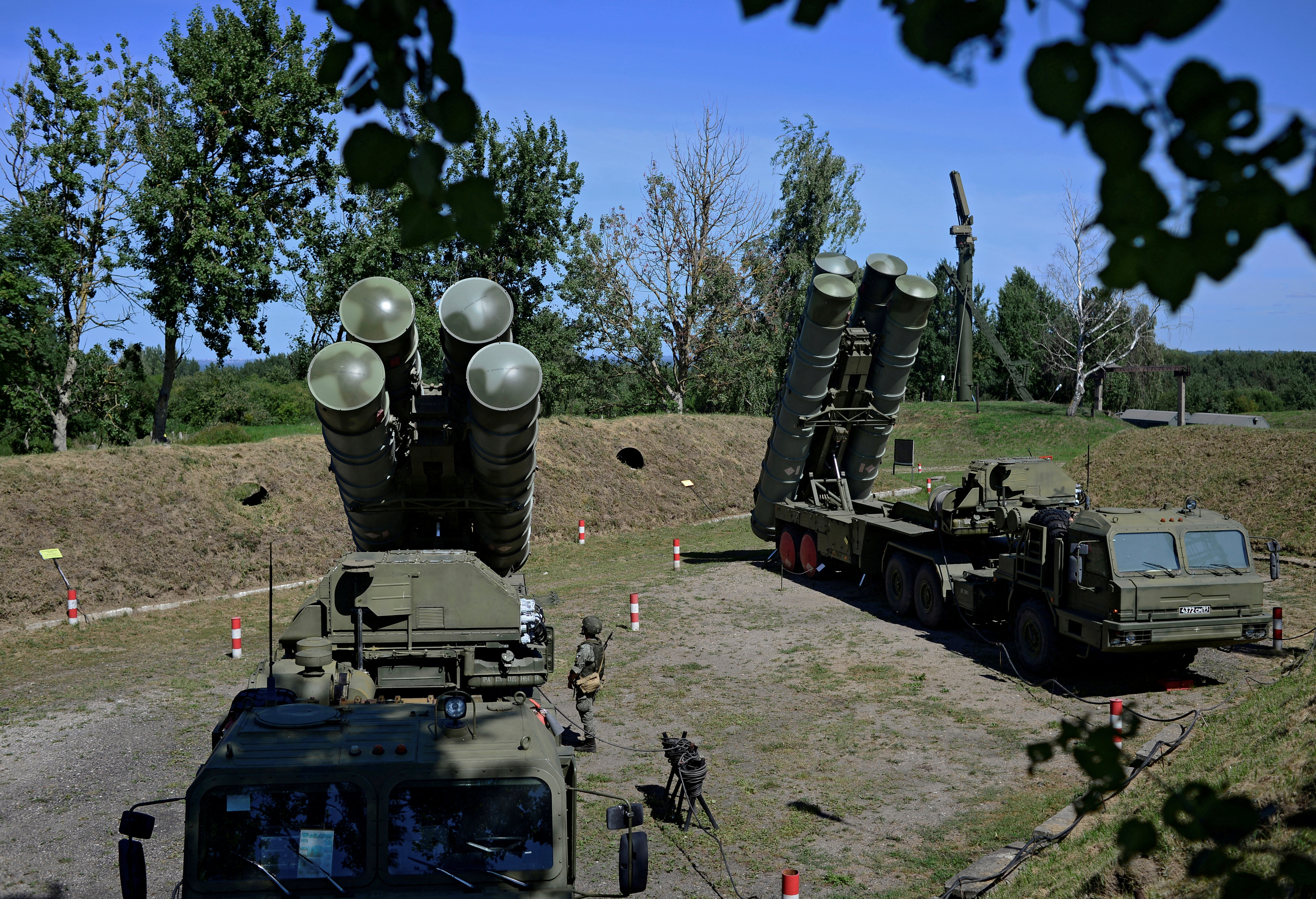 Russian S-400 missile air defence systems are seen during a training exercise in Kaliningrad region