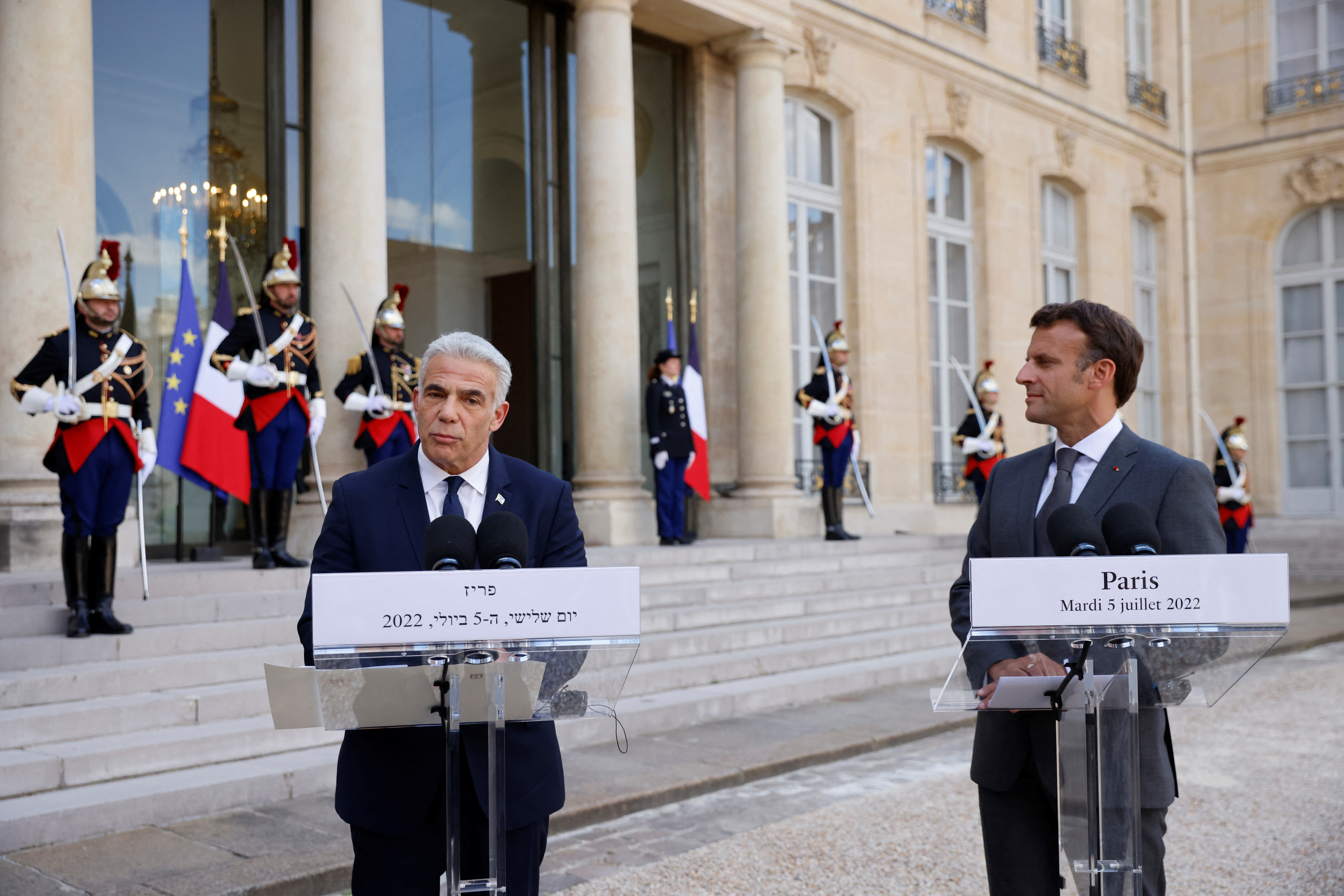 French President Macron meets Israeli PM Lapid in Paris