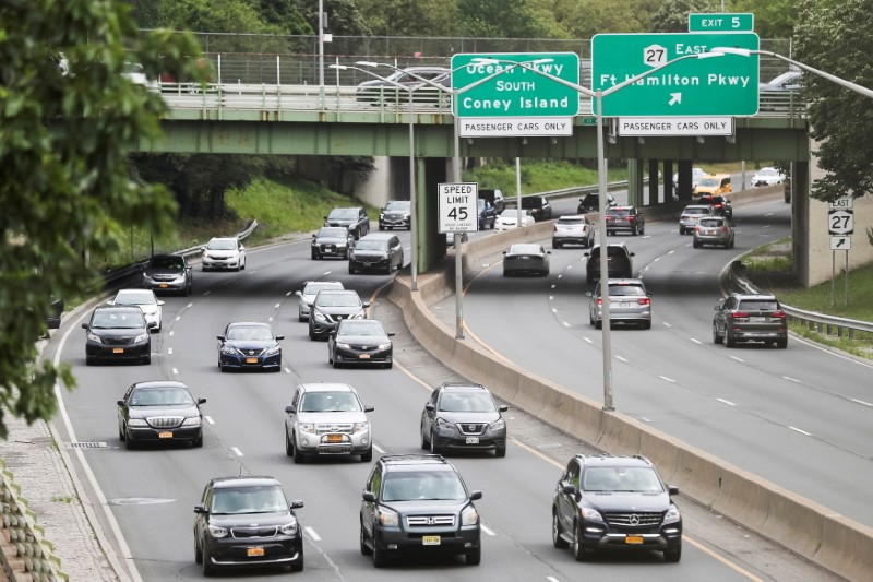 Traffic is seen on a highway ahead of the July 4th holiday, in New York