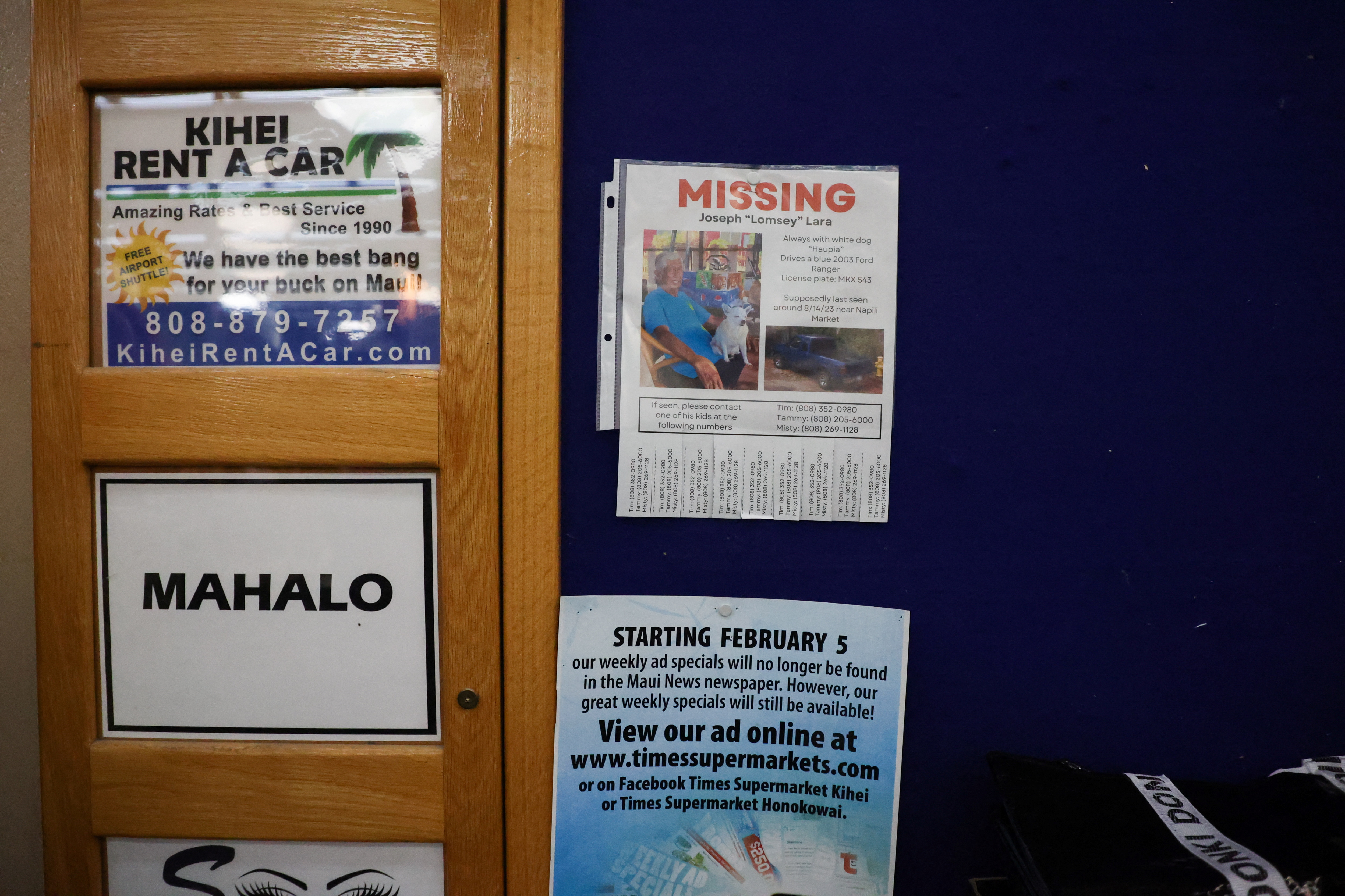 A view of a 'MISSING' flier featuring a photo of Joseph Lara in Hawaii